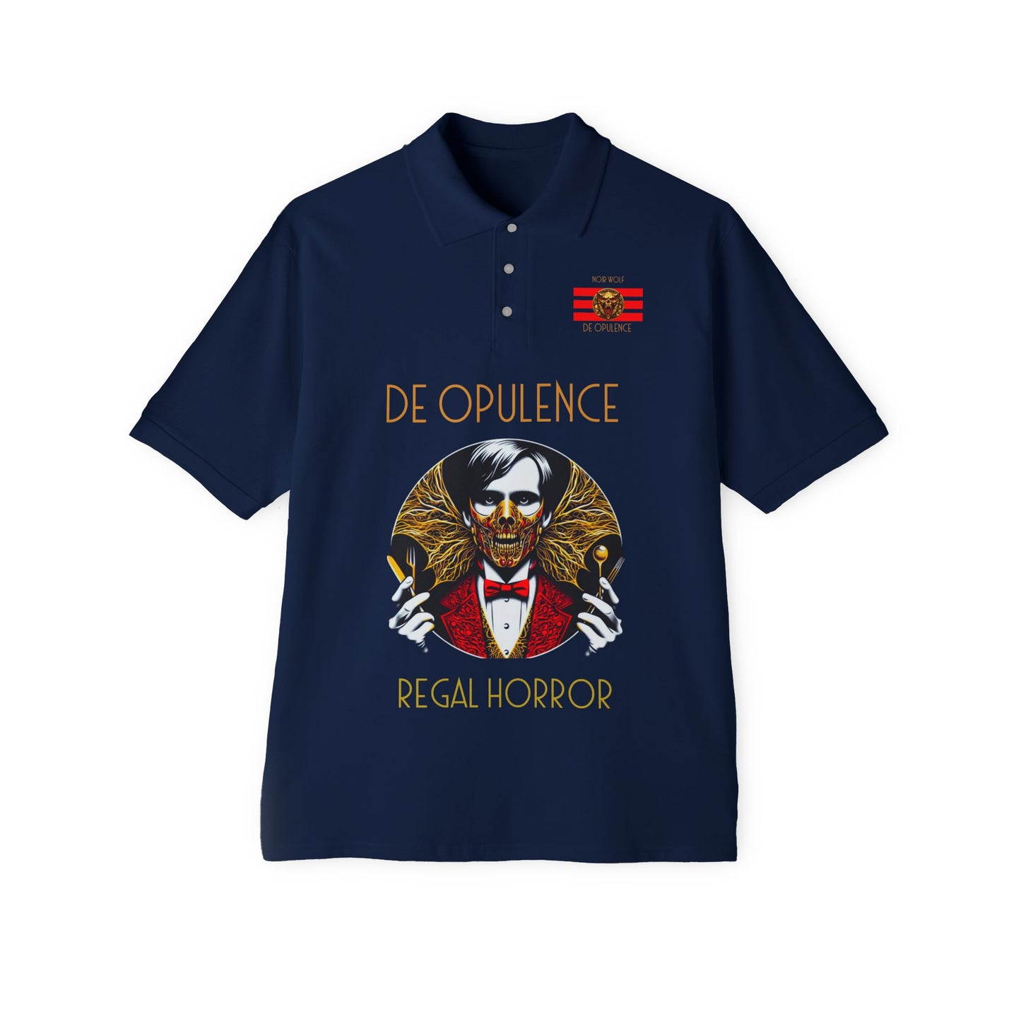 Men's Piqué Polo De Opulence by Noir Wolf the style of grace J. Navy