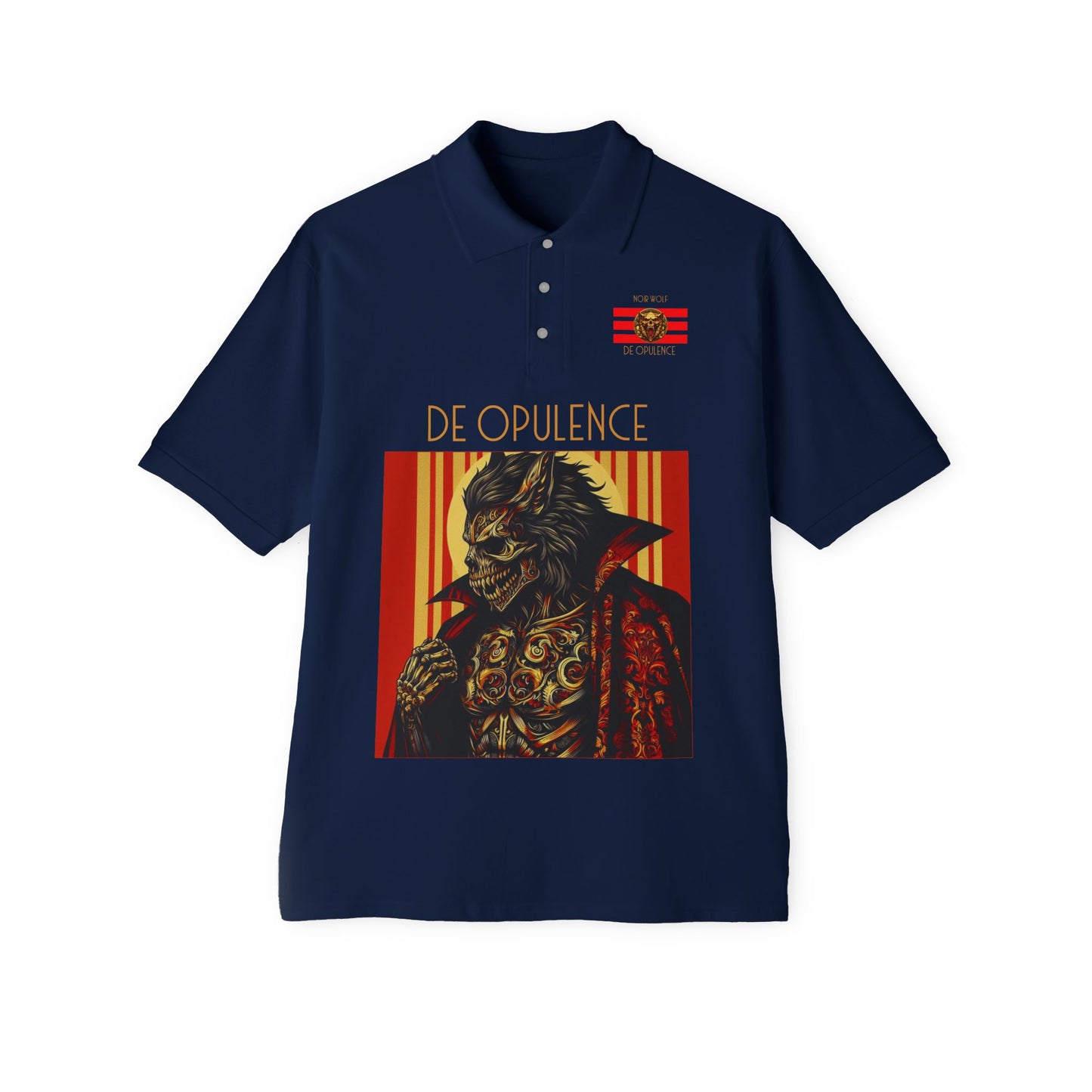 Polo Shirt - De Opulence Regal Horror Fashion for the Bold Star J. Navy