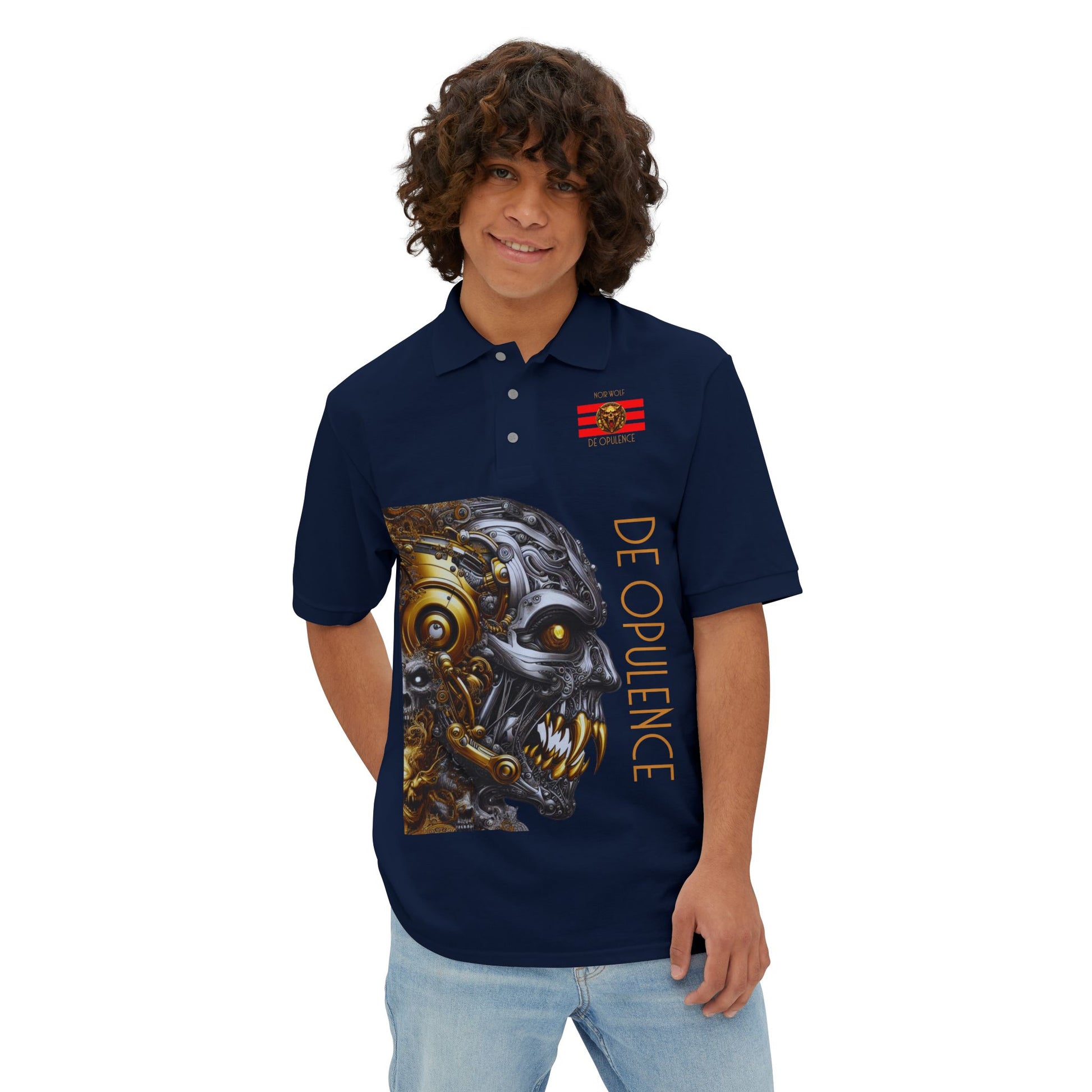 Men's Piqué Polo De Opulence by Noir Wolf the style of grace