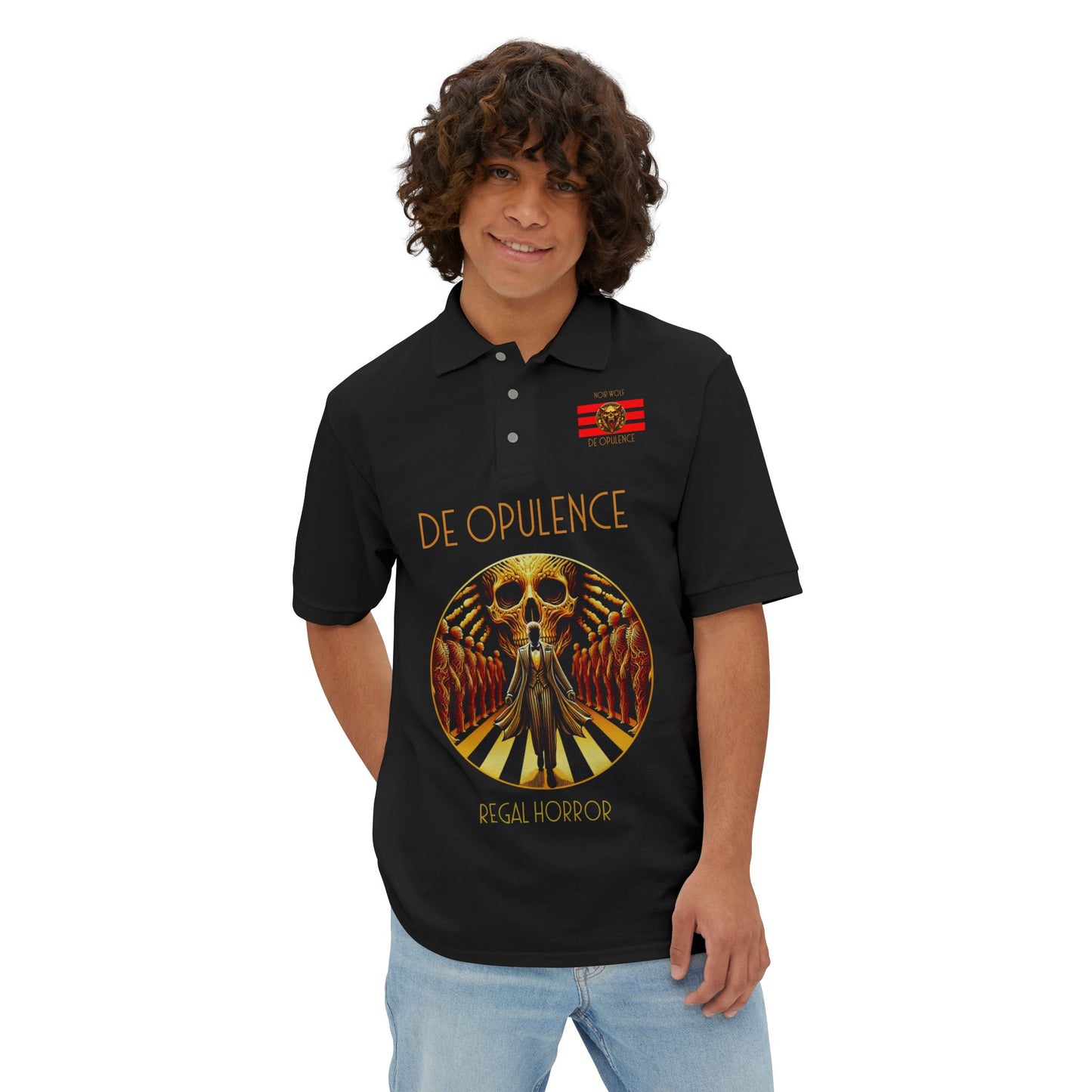 Men's Piqué Polo De Opulence by Noir Wolf the style of grace