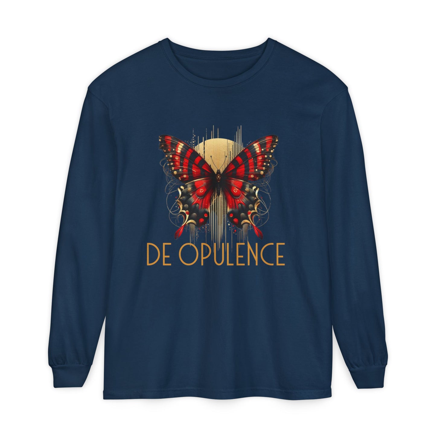 Butterfly & Noir Wolf Unisex Long Sleeve T-Shirt - Stylish Graphic Tee for Artsy Souls