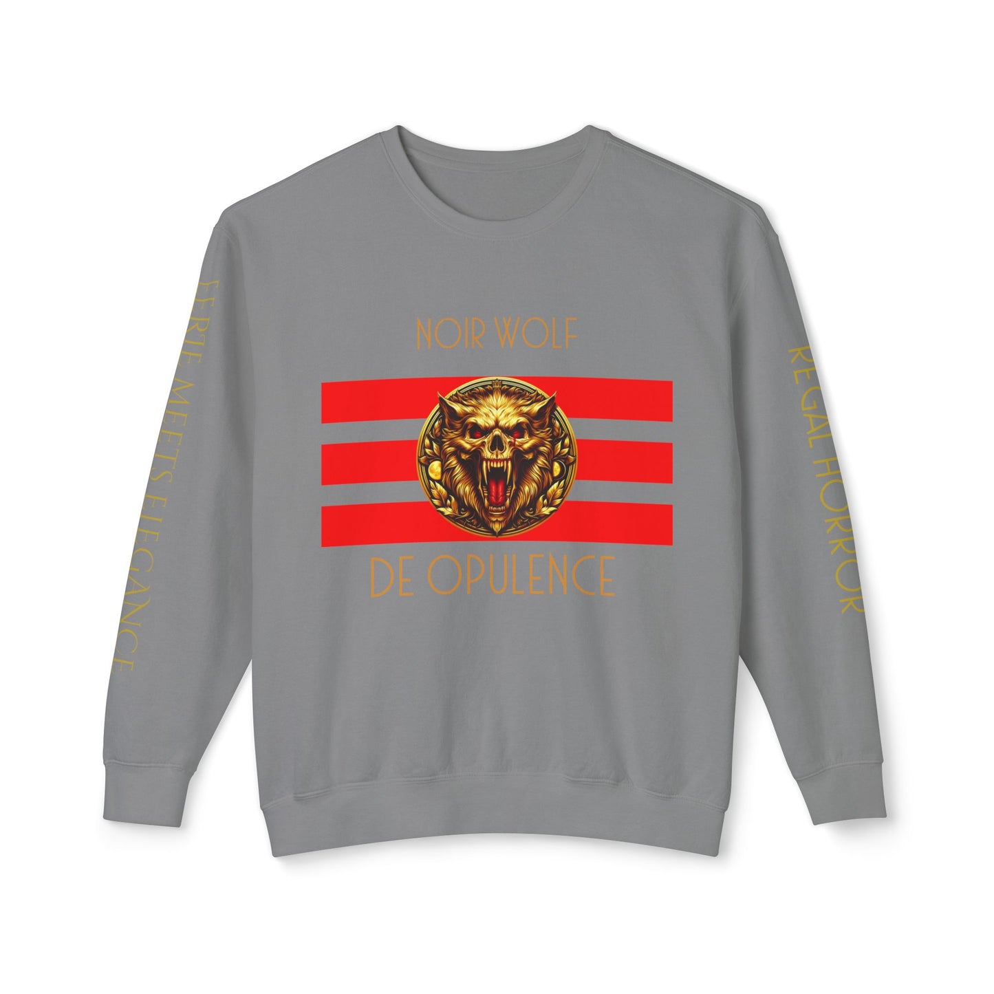 Unisex Lightweight Crewneck Sweatshirt De Opulence by Noir Wolf Grey
