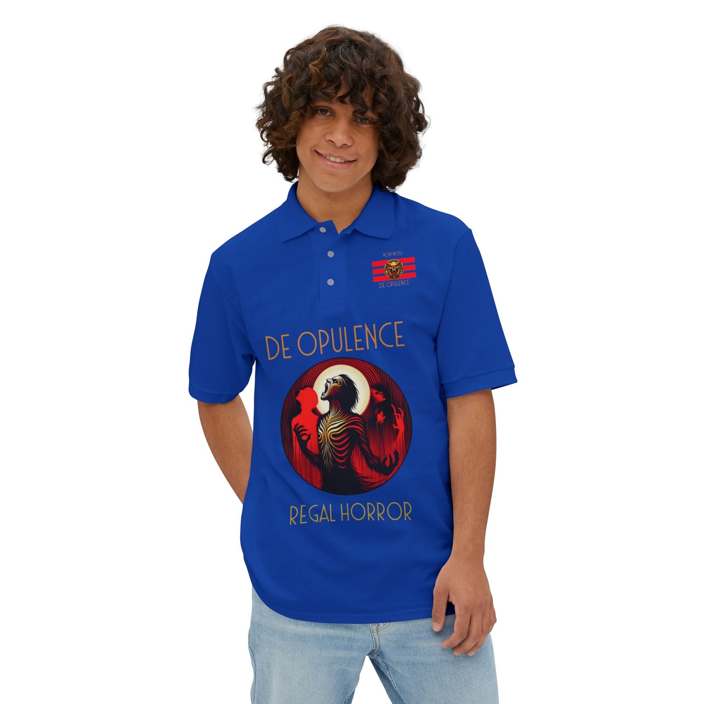 Men's Piqué Polo De Opulence by Noir Wolf the style of grace