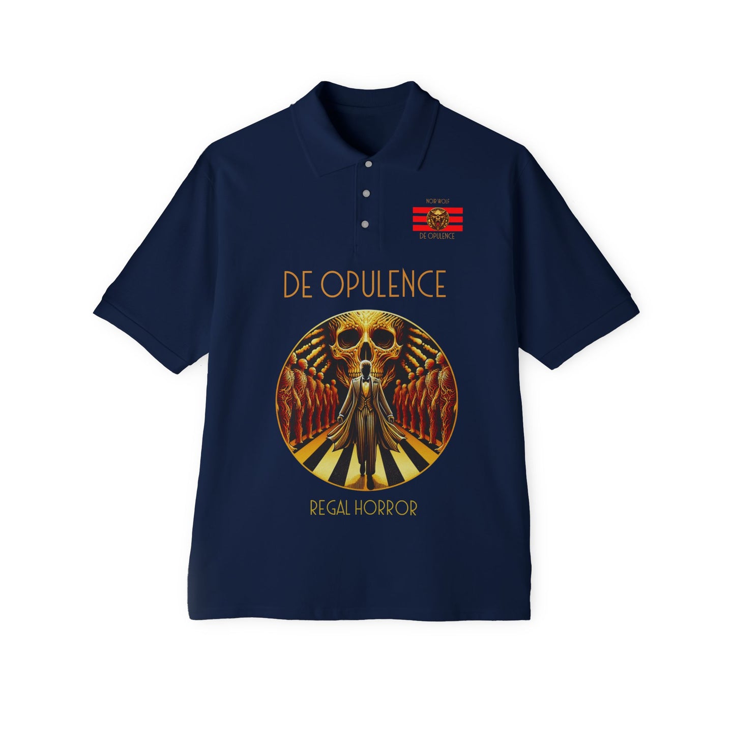Men's Piqué Polo De Opulence by Noir Wolf the style of grace J. Navy