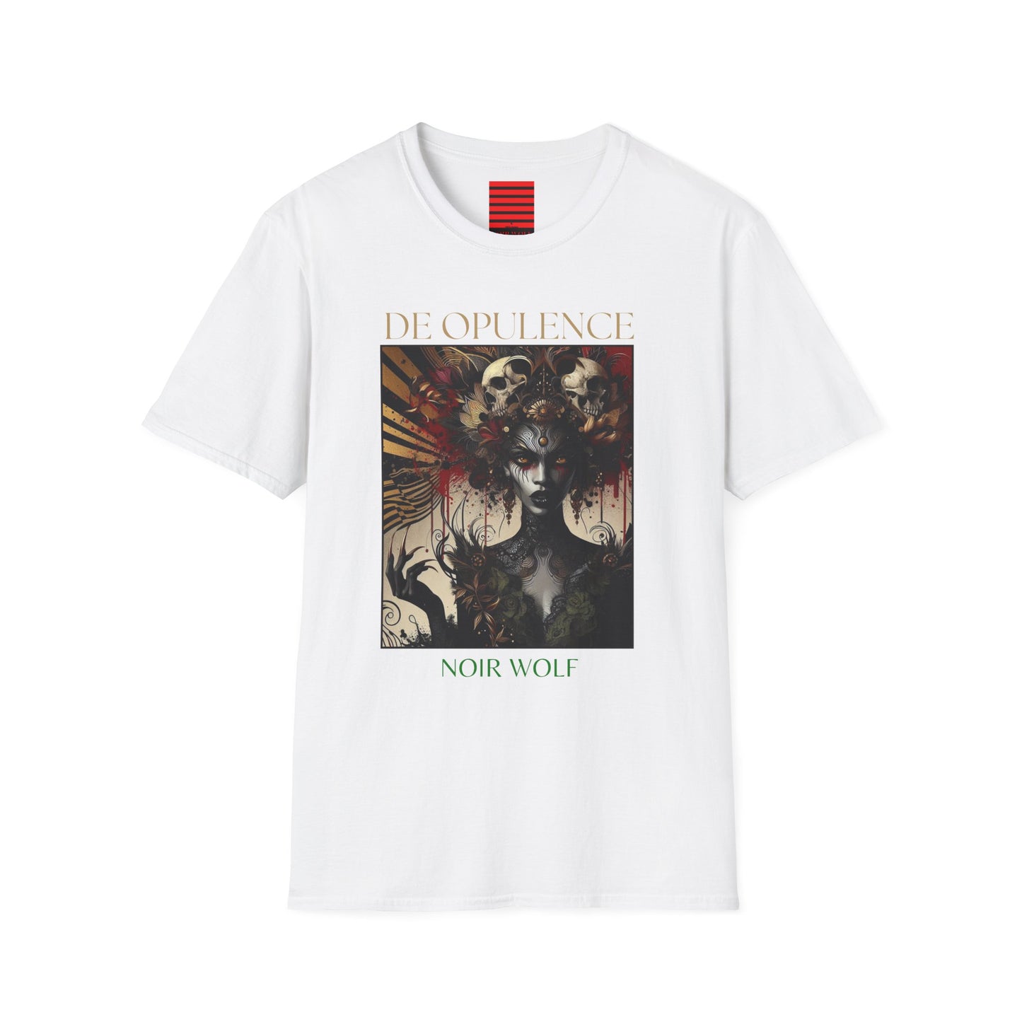 Unisex Softstyle T-Shirt - Noir Wolf & Dragon Design, Artistic Statement Tee