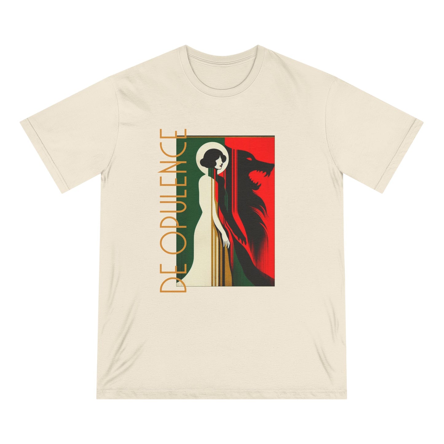 Vintage-Style Organic T-Shirt - 'De Opulence' & 'Noir Wolf' Design