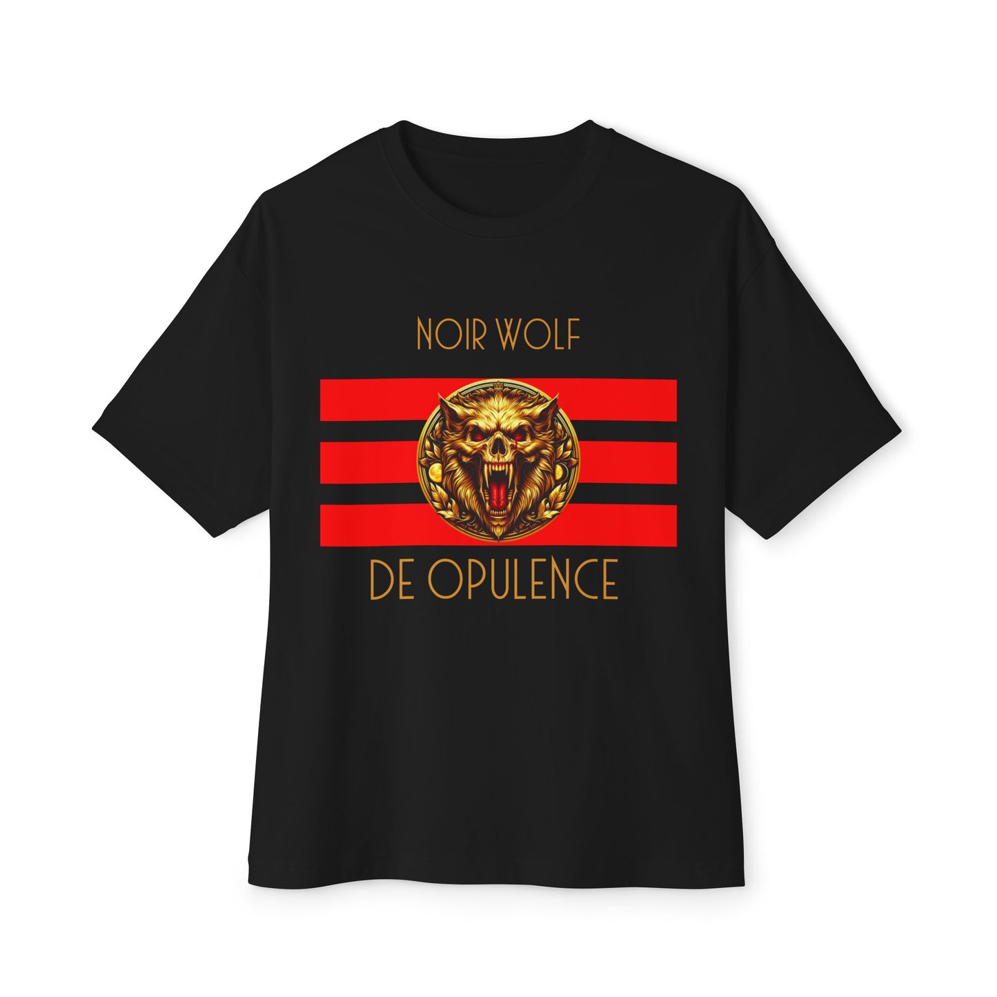 Unisex Oversized Boxy Tee De Opulence by Noir Wolf Black