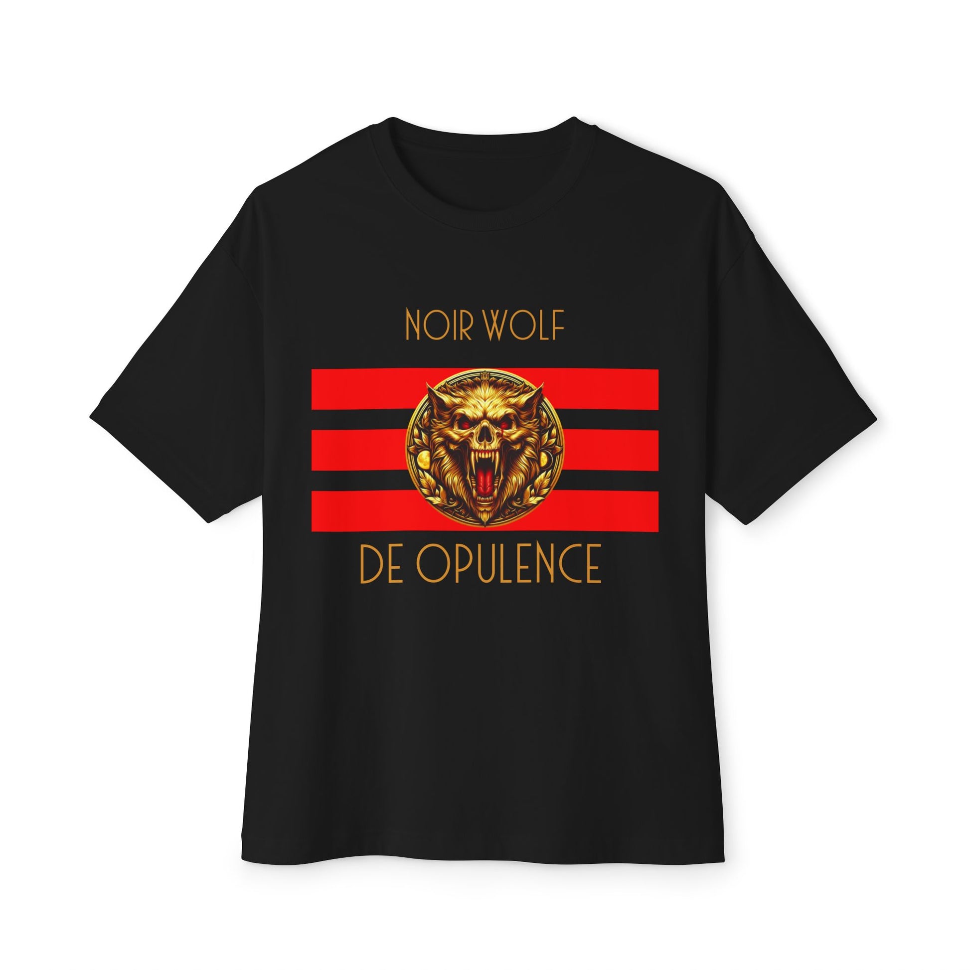 Unisex Oversized Boxy Tee De Opulence by Noir Wolf Black