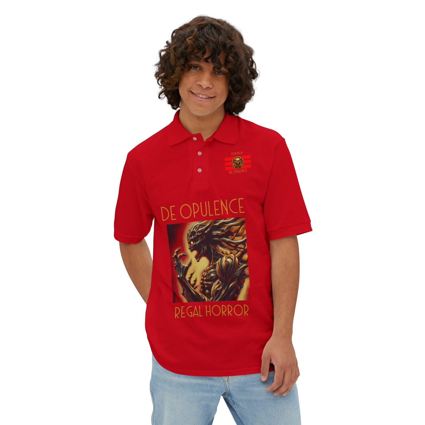 Men's Piqué Polo De Opulence by Noir Wolf the style of grace