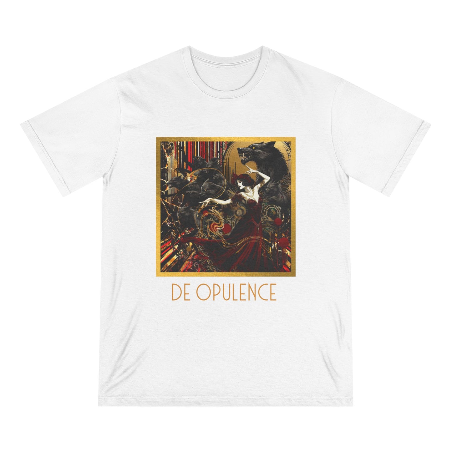 Artistic Organic T-Shirt - 'De Opulence' and 'Noir Wolf' Design for Creative Souls