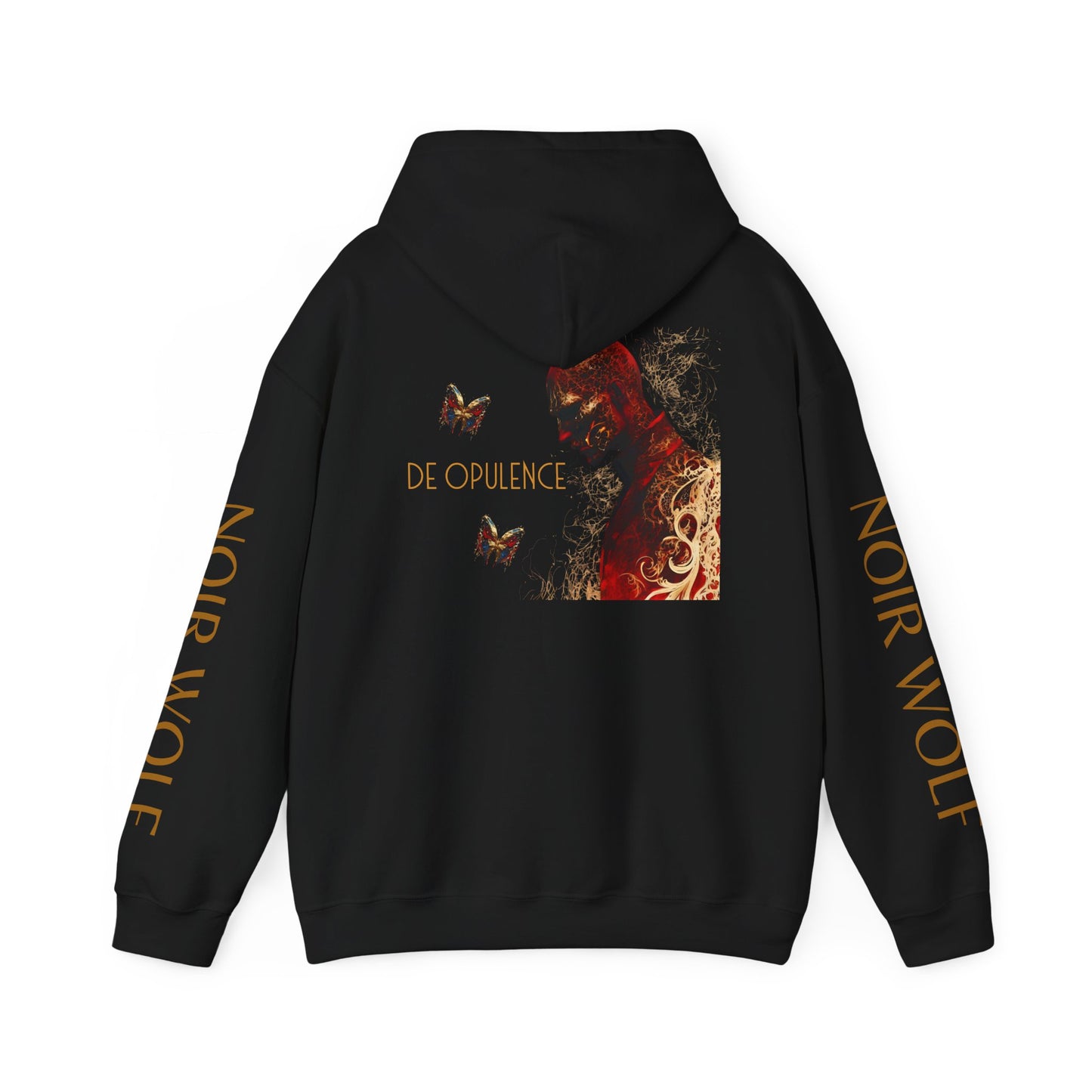 Noir Wolf Unisex Heavy Blend™ Hooded Sweatshirt - Stylish Graphic Hoodie for Art Lovers