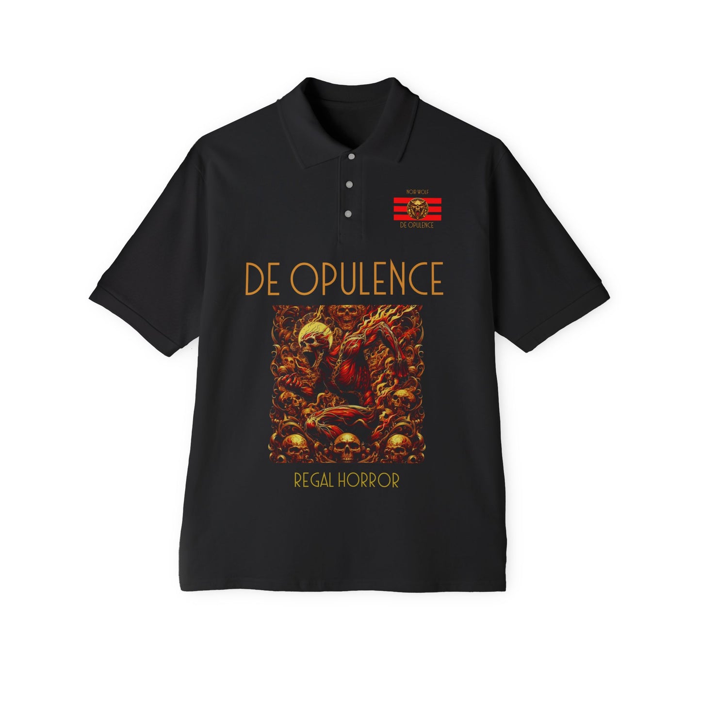 Men's Piqué Polo De Opulence by Noir Wolf the style of grace Black