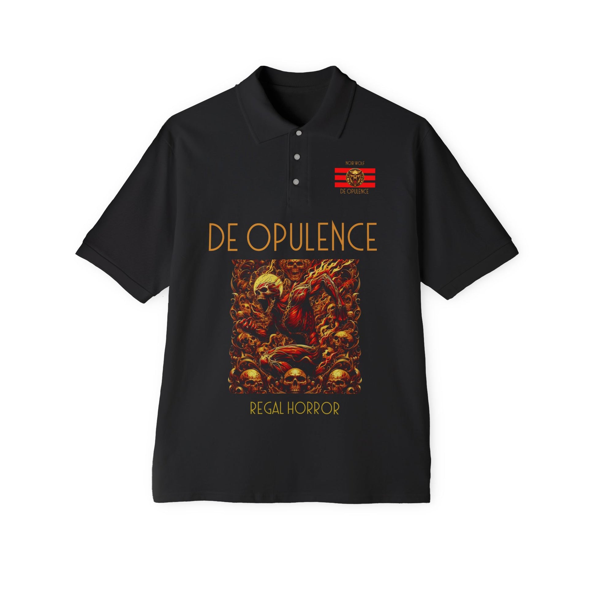 Men's Piqué Polo De Opulence by Noir Wolf the style of grace Black