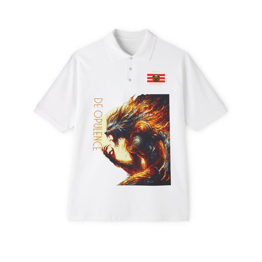 Men's Piqué Polo De Opulence by Noir Wolf the style of grace White