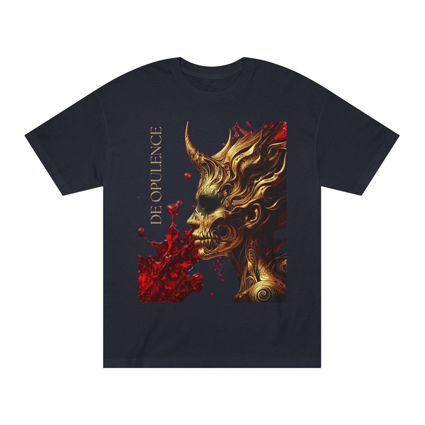 Demonic Golden Oni Tee — 'Defolience' Graphic Horror T-Shirt