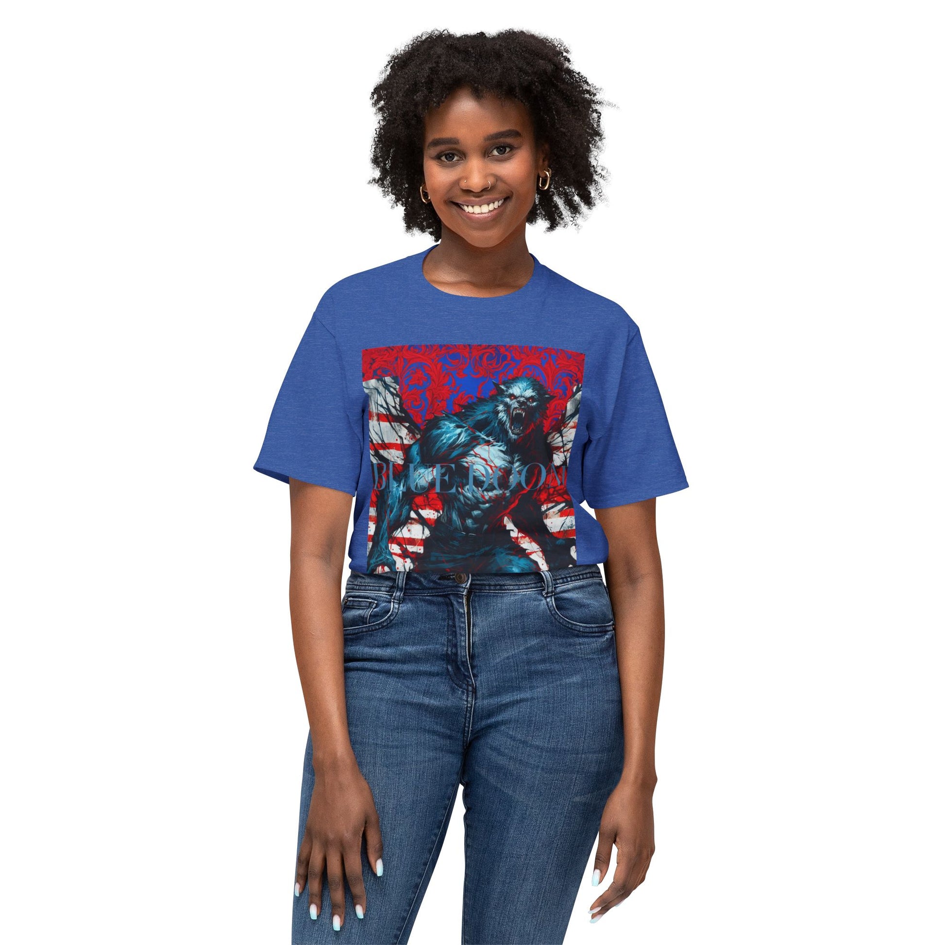 Unisex HD Cotton™ T-shirt Blue Doom By Noir Wolf