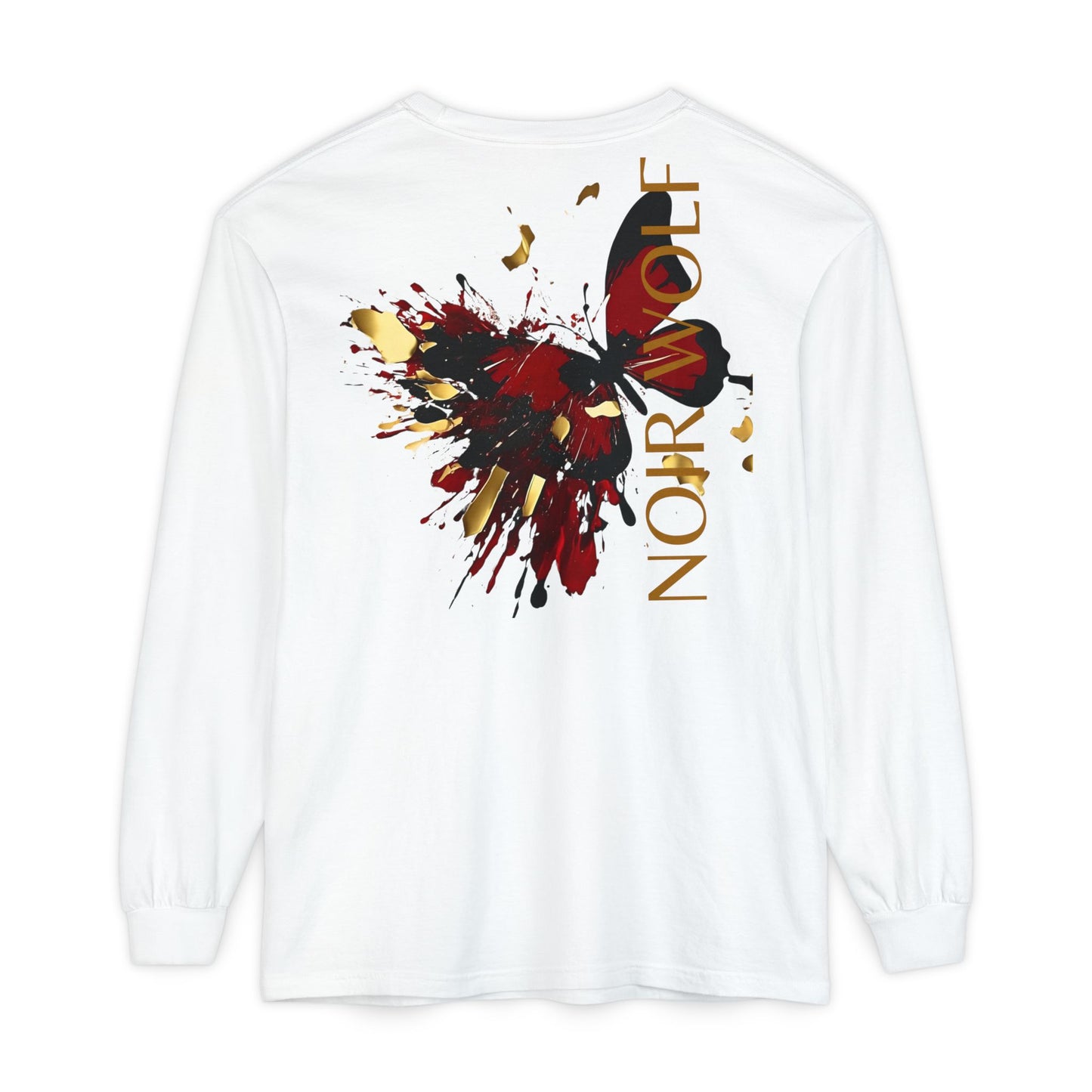 Unisex Garment-dyed Long Sleeve T-Shirt Noir Wolf De Opulence