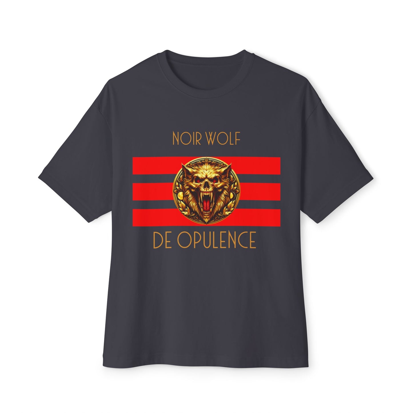 Unisex Oversized Boxy Tee De Opulence by Noir Wolf Dark Grey