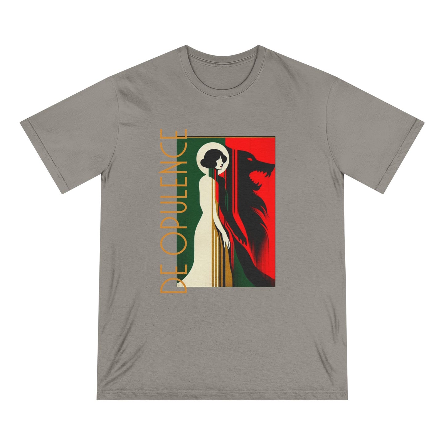 Vintage-Style Organic T-Shirt - 'De Opulence' & 'Noir Wolf' Design