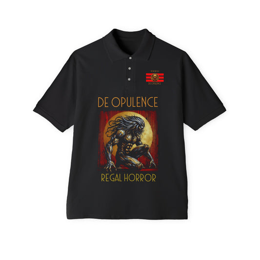 Men's Piqué Polo De Opulence by Noir Wolf the style of grace Black