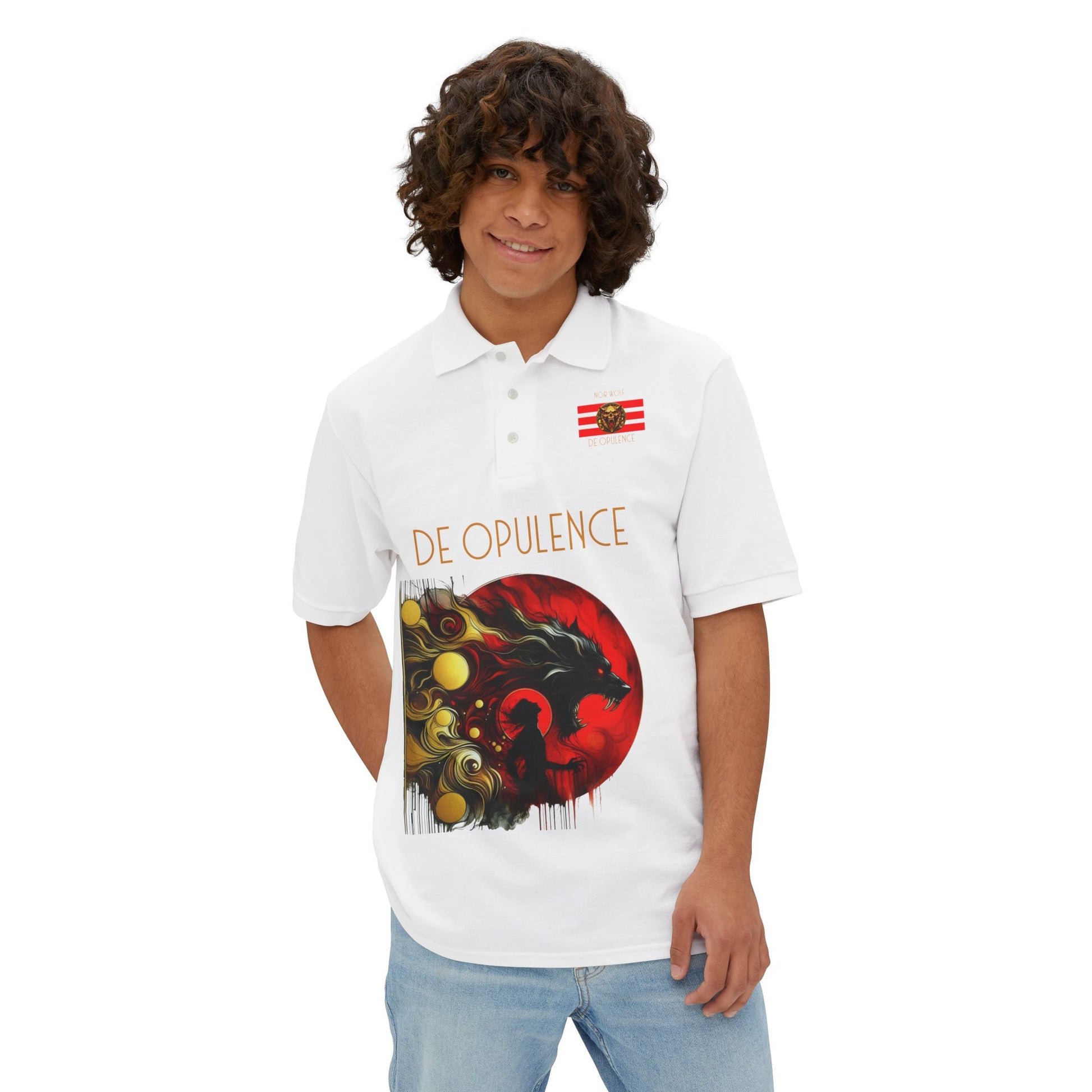 Men's Piqué Polo De Opulence by Noir Wolf the style of grace