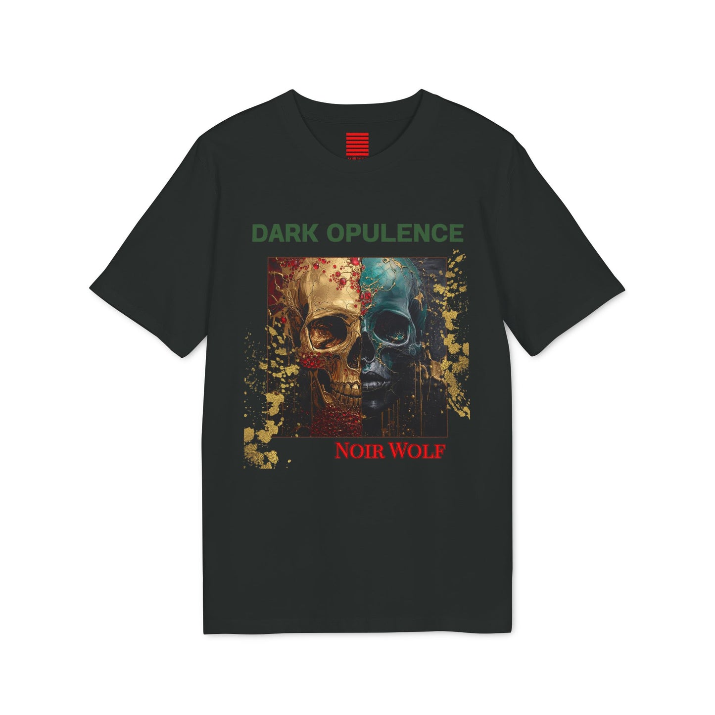 Dark Opulence Noir Wolf Skull Graphic T-Shirt