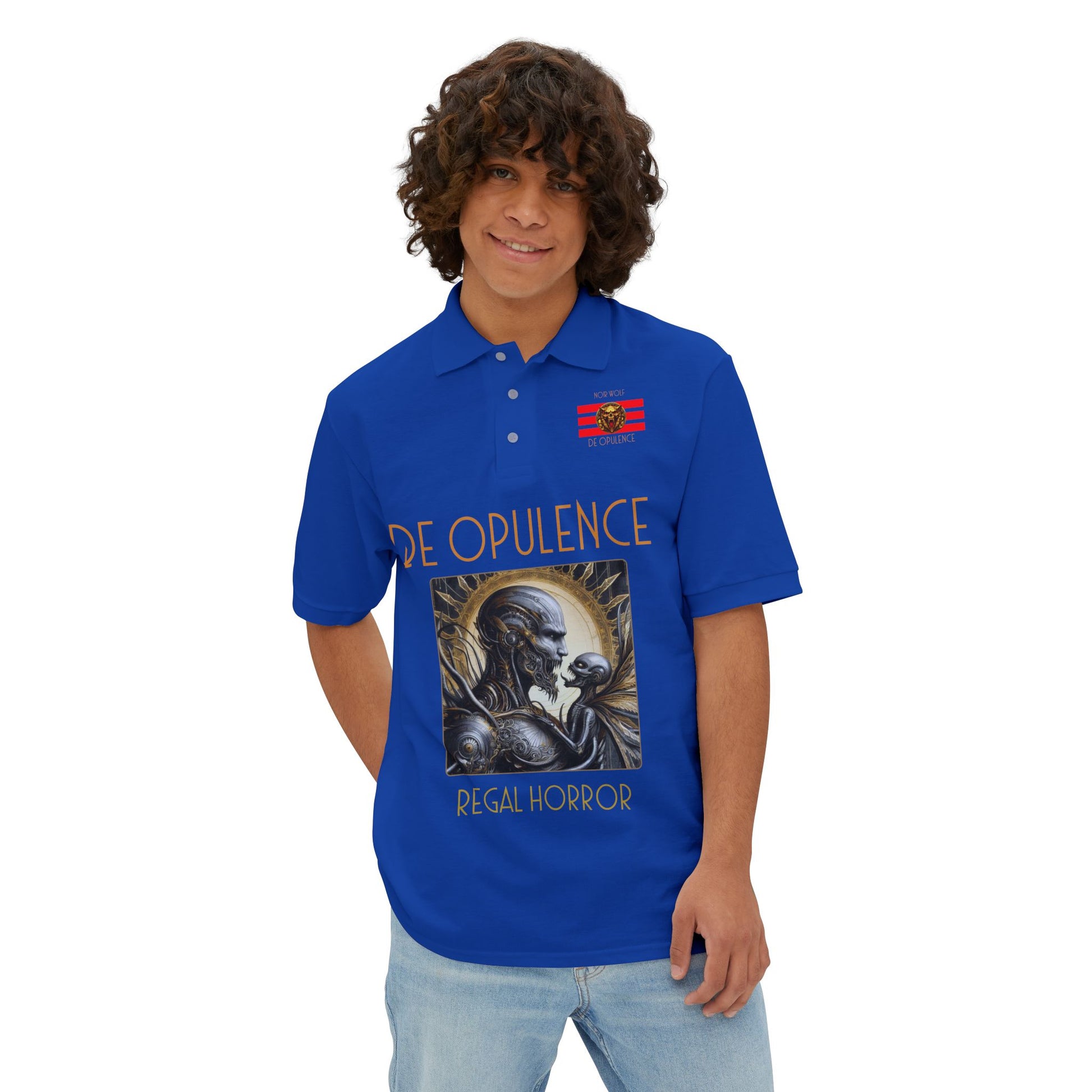 Men's Piqué Polo De Opulence by Noir Wolf the style of grace