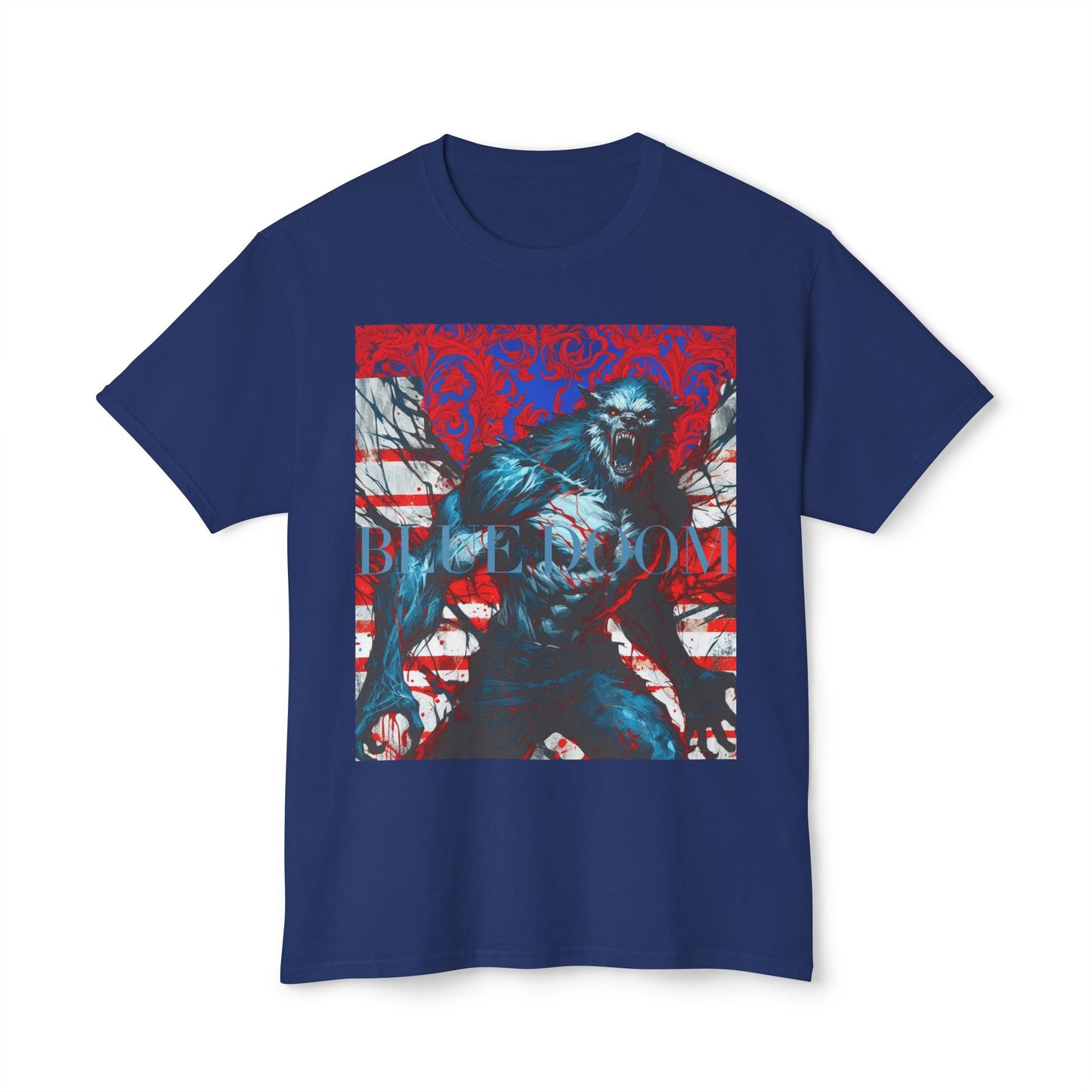 Unisex HD Cotton™ T-shirt Blue Doom By Noir Wolf Admiral Blue