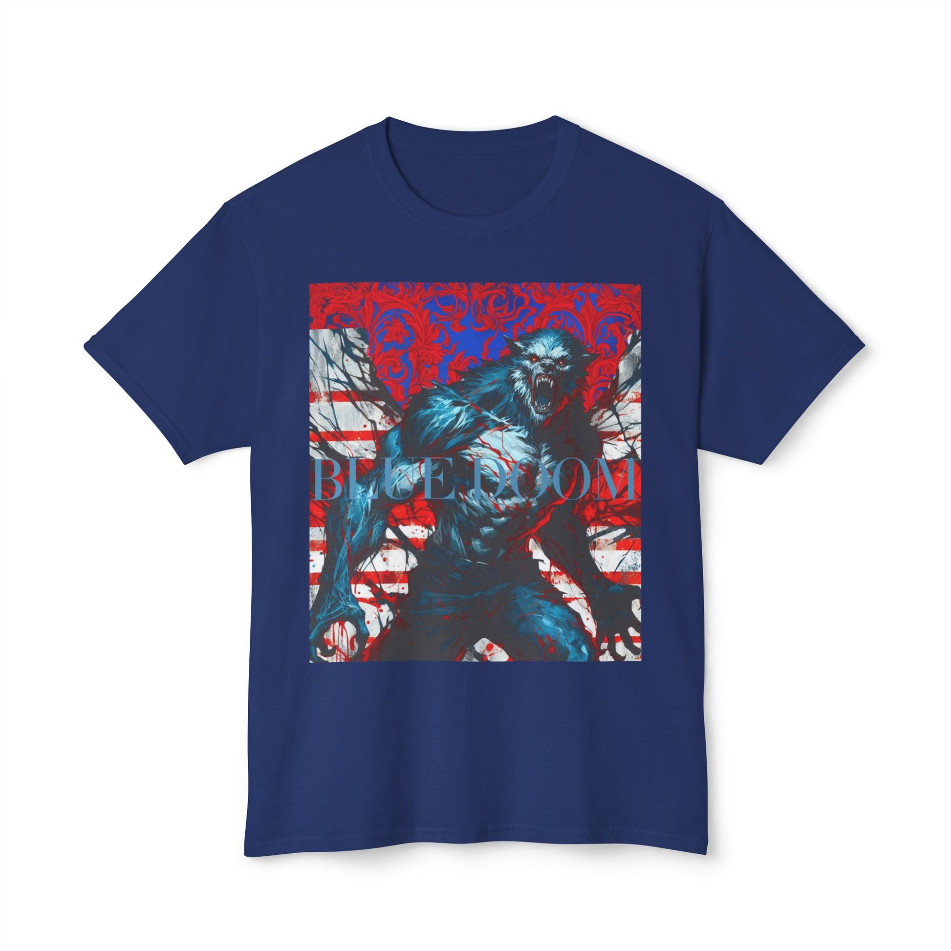 Unisex HD Cotton™ T-shirt Blue Doom By Noir Wolf Admiral Blue