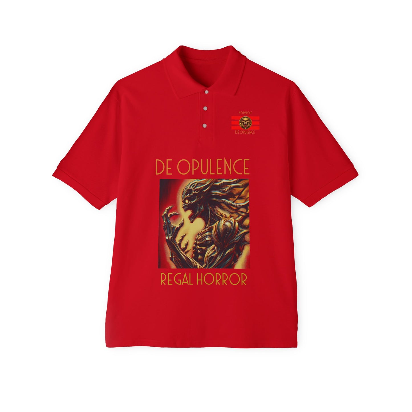 Men's Piqué Polo De Opulence by Noir Wolf the style of grace True Red