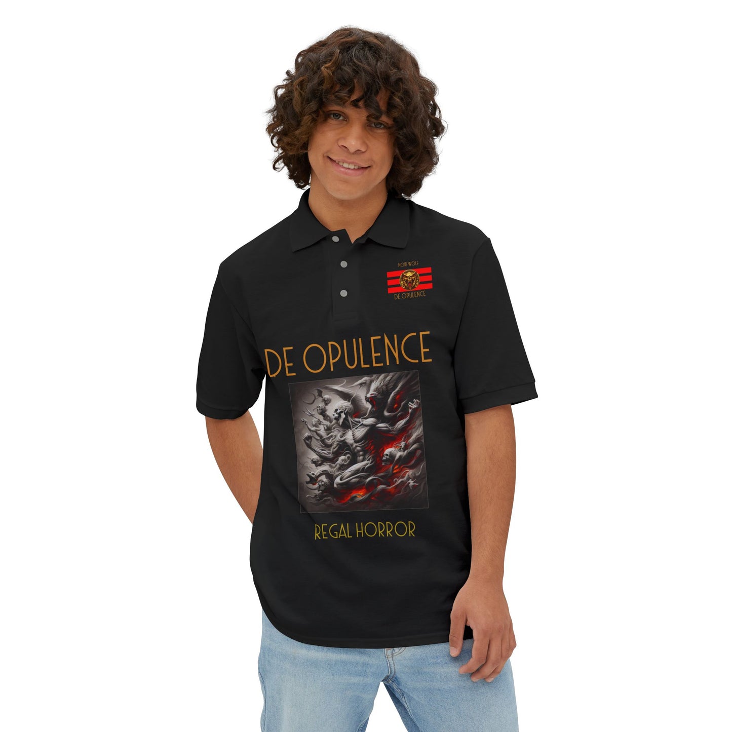 Men's Piqué Polo De Opulence by Noir Wolf the style of grace