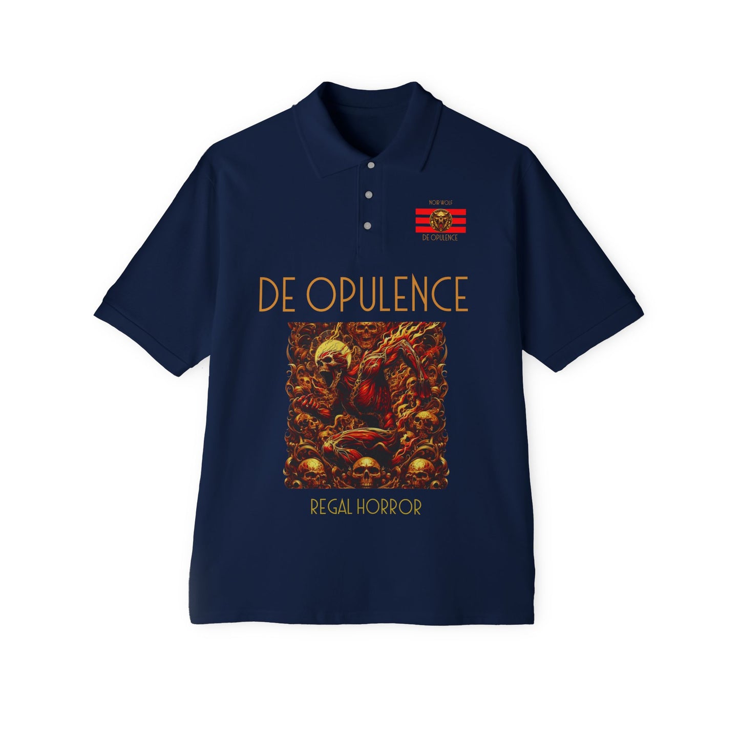 Men's Piqué Polo De Opulence by Noir Wolf the style of grace J. Navy