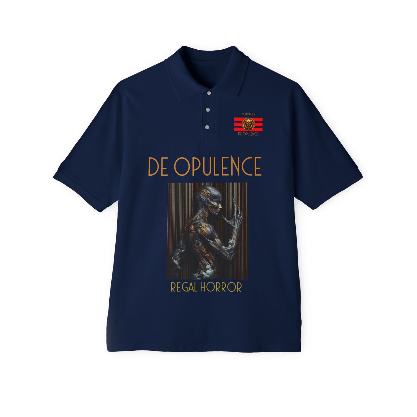 Men's Piqué Polo De Opulence by Noir Wolf the style of grace J. Navy