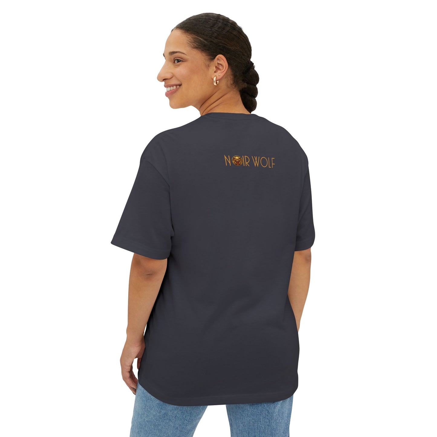 Unisex Oversized Boxy Tee De Opulence by Noir Wolf the style of grace