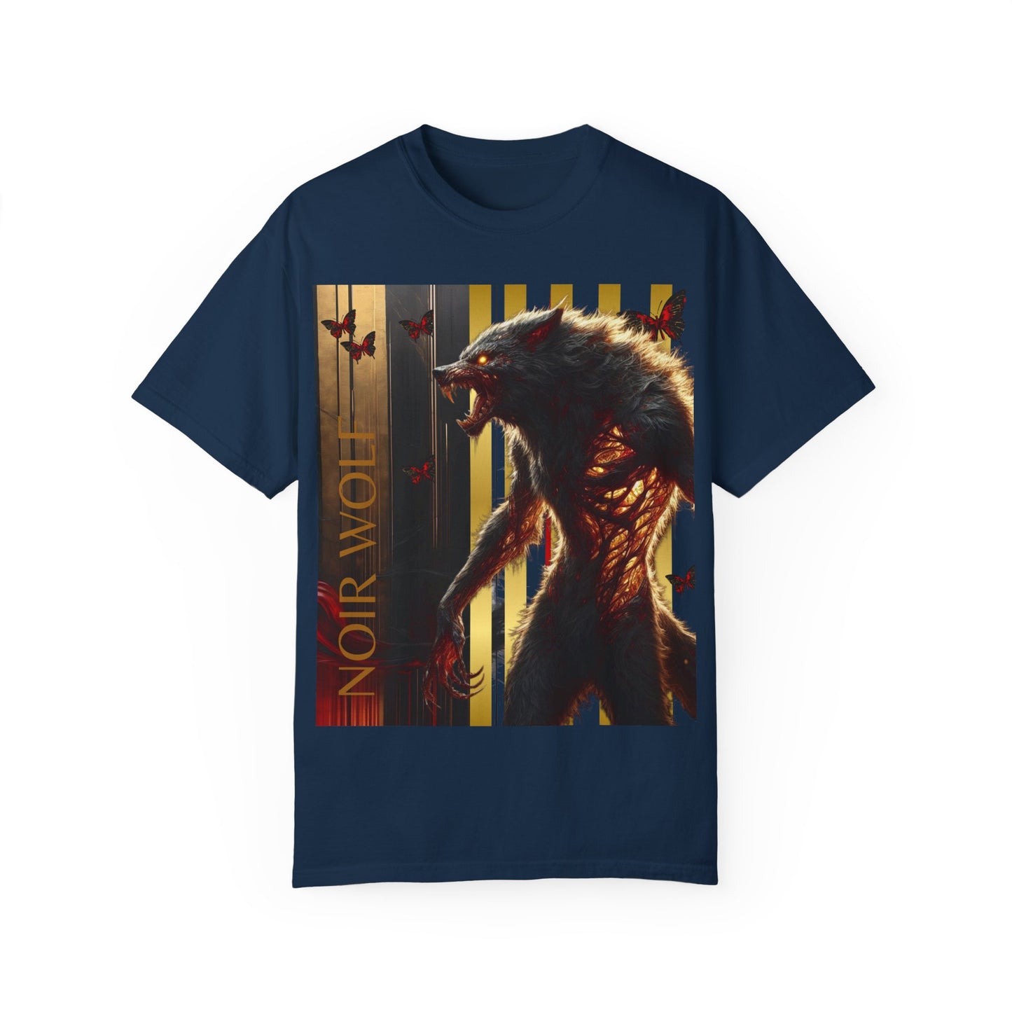 Unisex Garment-Dyed T-shirt NOIR WOLF De Opulence