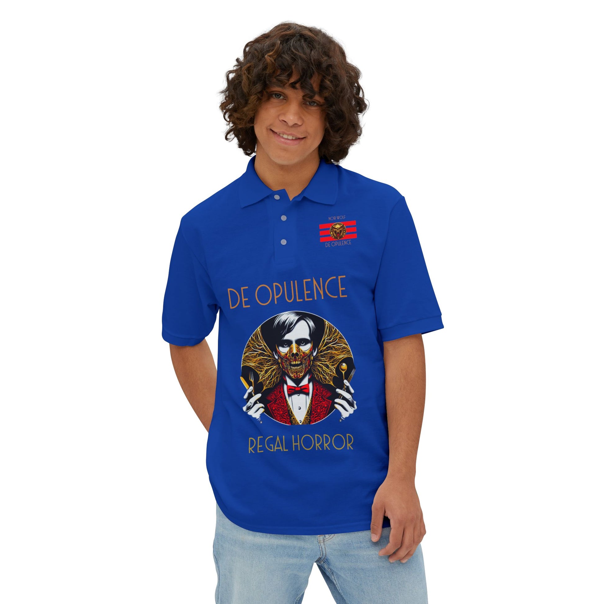 Men's Piqué Polo De Opulence by Noir Wolf the style of grace