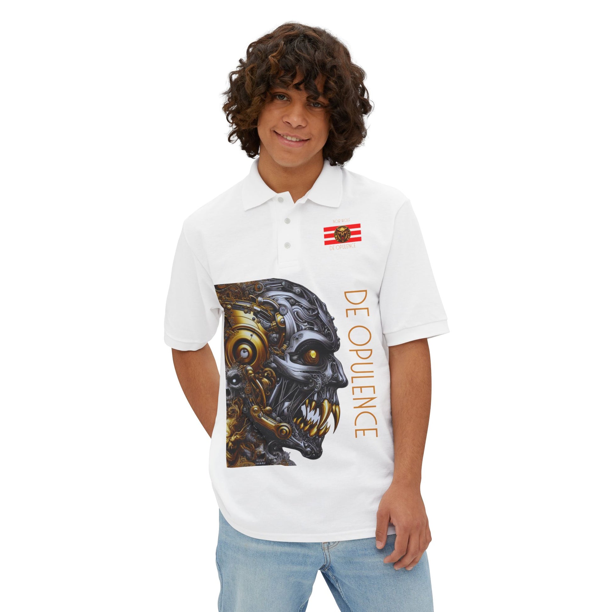 Men's Piqué Polo De Opulence by Noir Wolf the style of grace