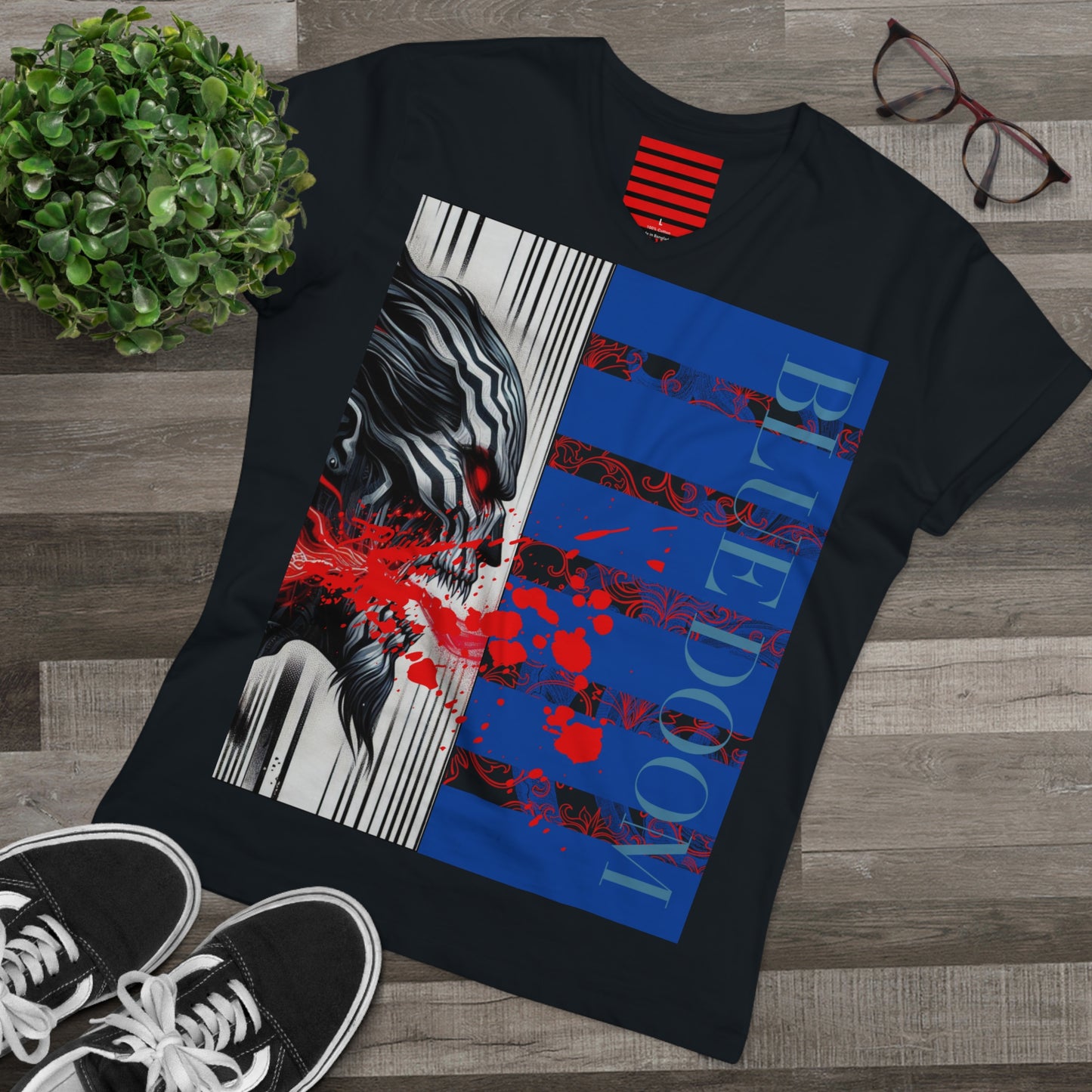 Men’s Presenter V-neck Blue Doom by Noir Wolf
