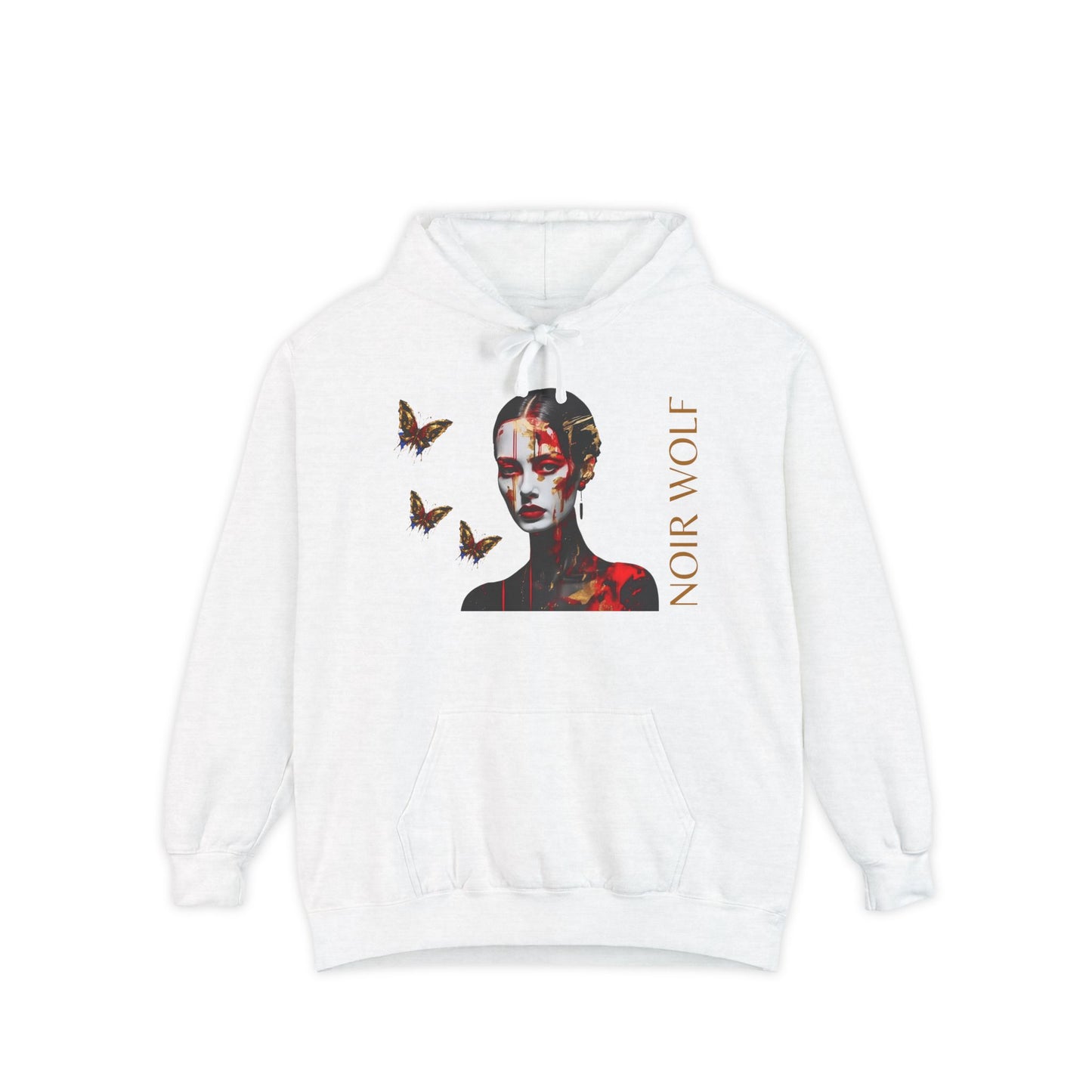 Garment-Dyed Hoodie with Butterfly & Skeleton Art - Unisex Casual Wear