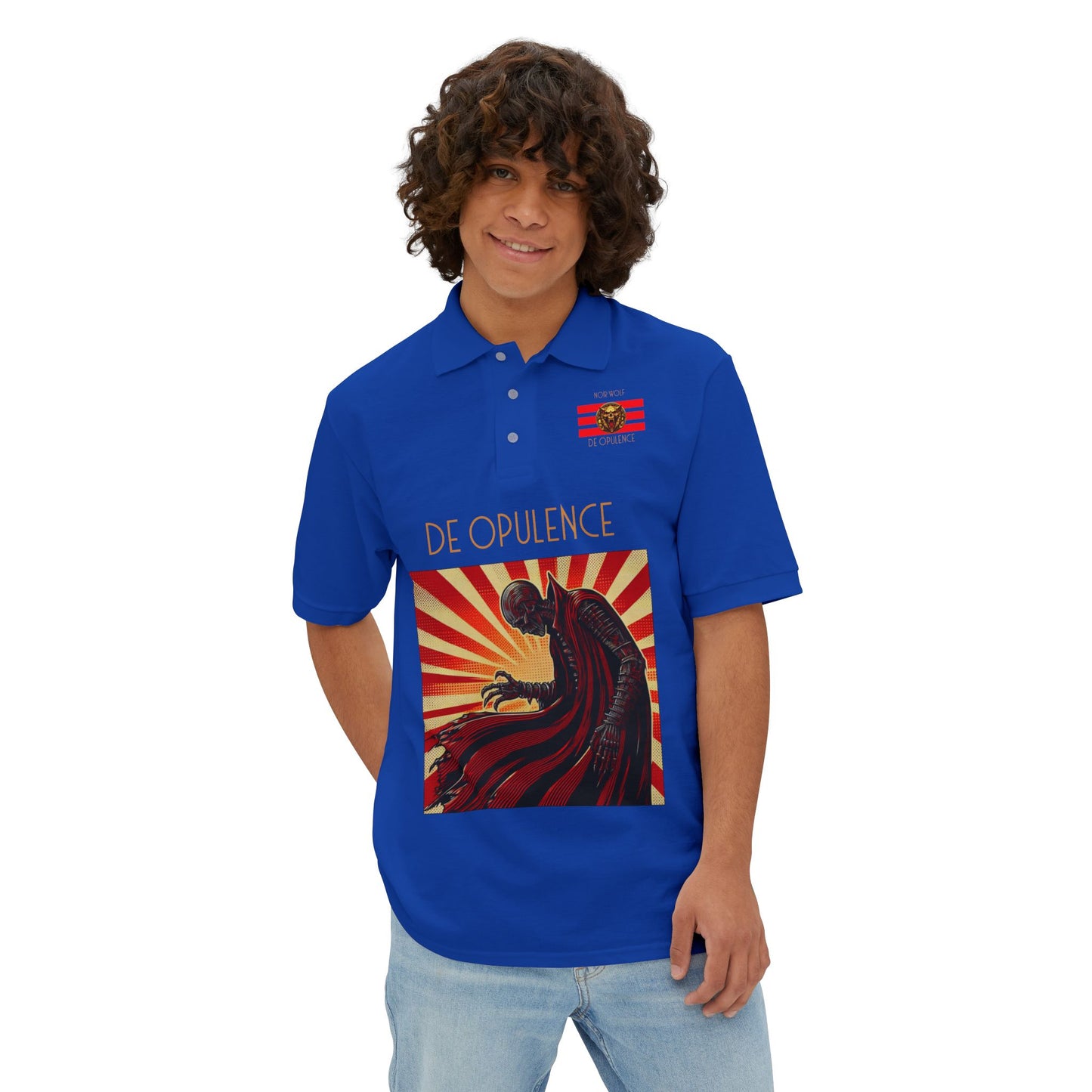 Men's Polo Shirt - Opulent Horror Noir Wolf Design with Rude Swagger