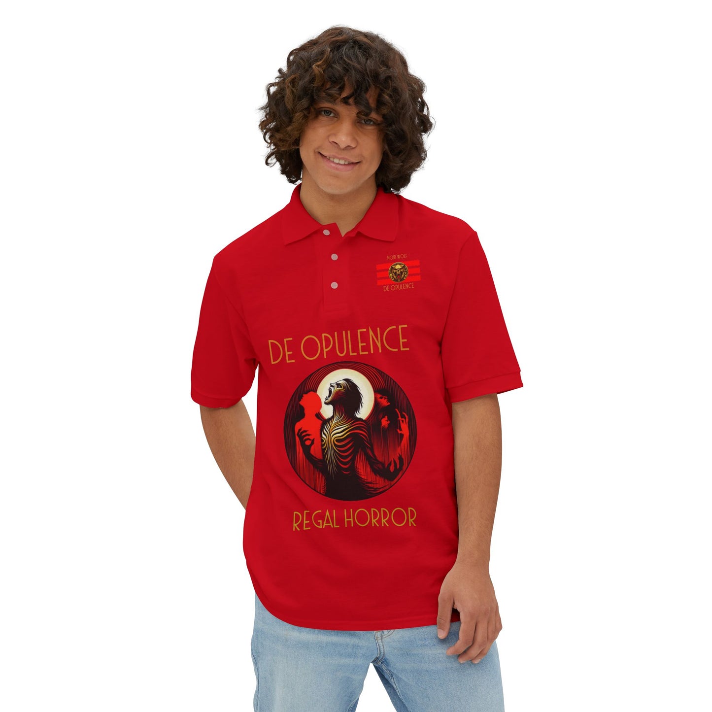 Men's Piqué Polo De Opulence by Noir Wolf the style of grace