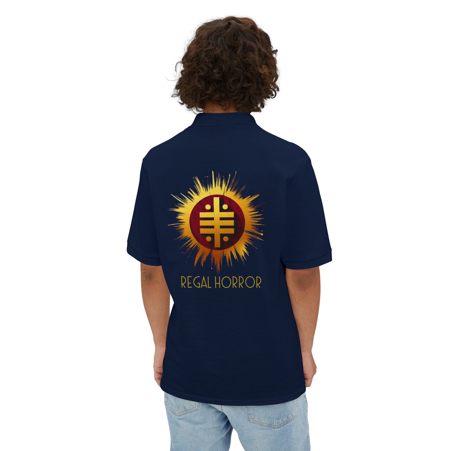 Men's Polo Shirt - Opulent Horror Noir Wolf Design with Rude Swagger