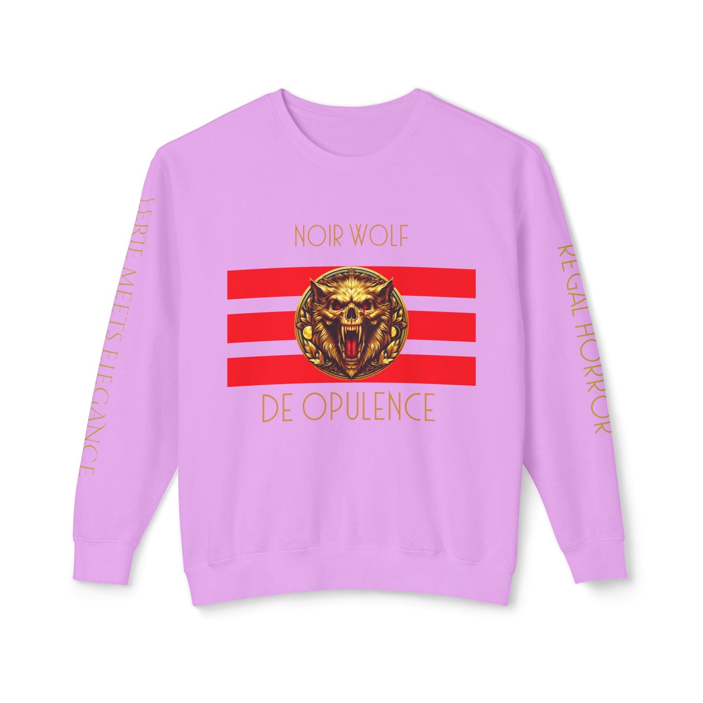Unisex Lightweight Crewneck Sweatshirt De Opulence by Noir Wolf Neon Violet
