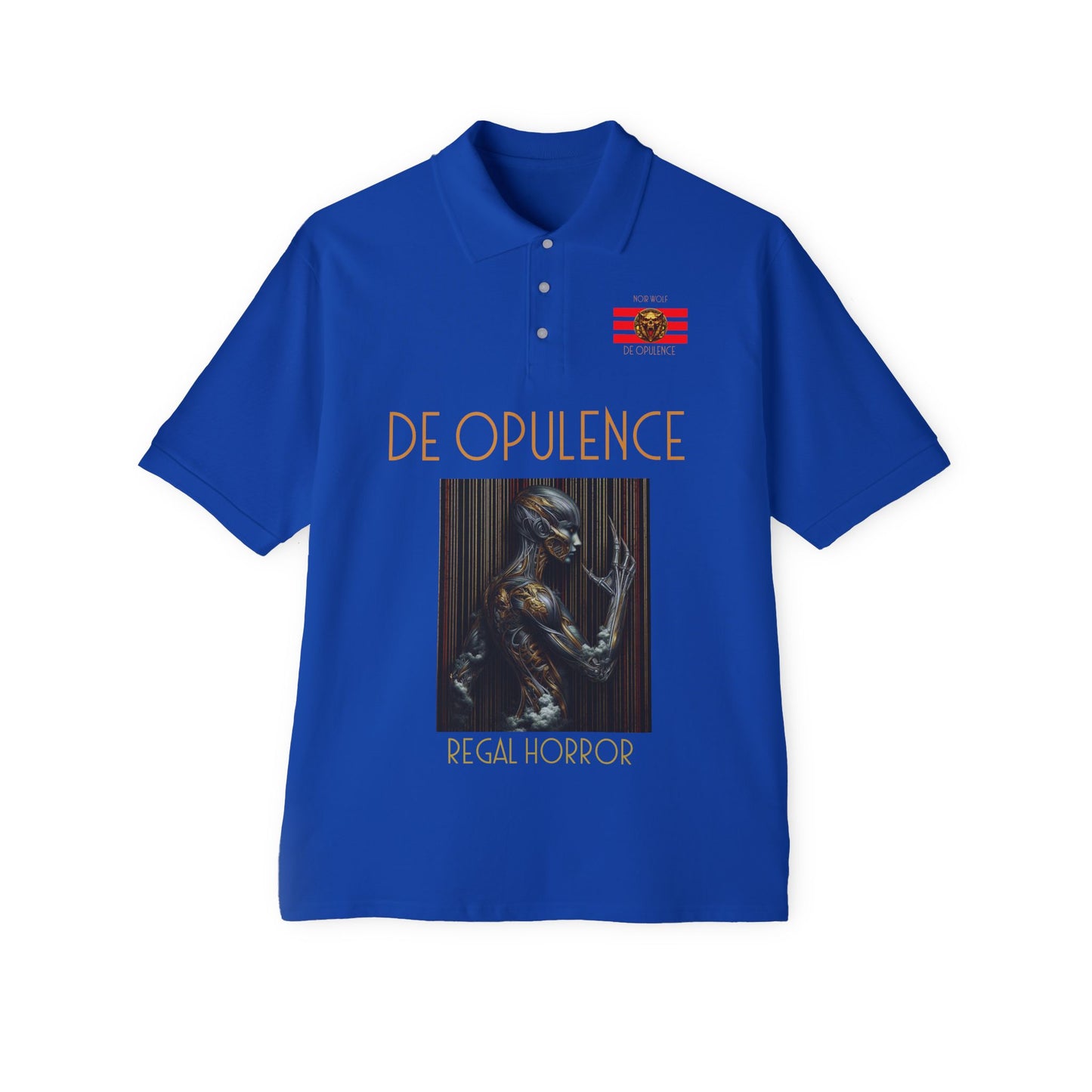 Men's Piqué Polo De Opulence by Noir Wolf the style of grace Royal