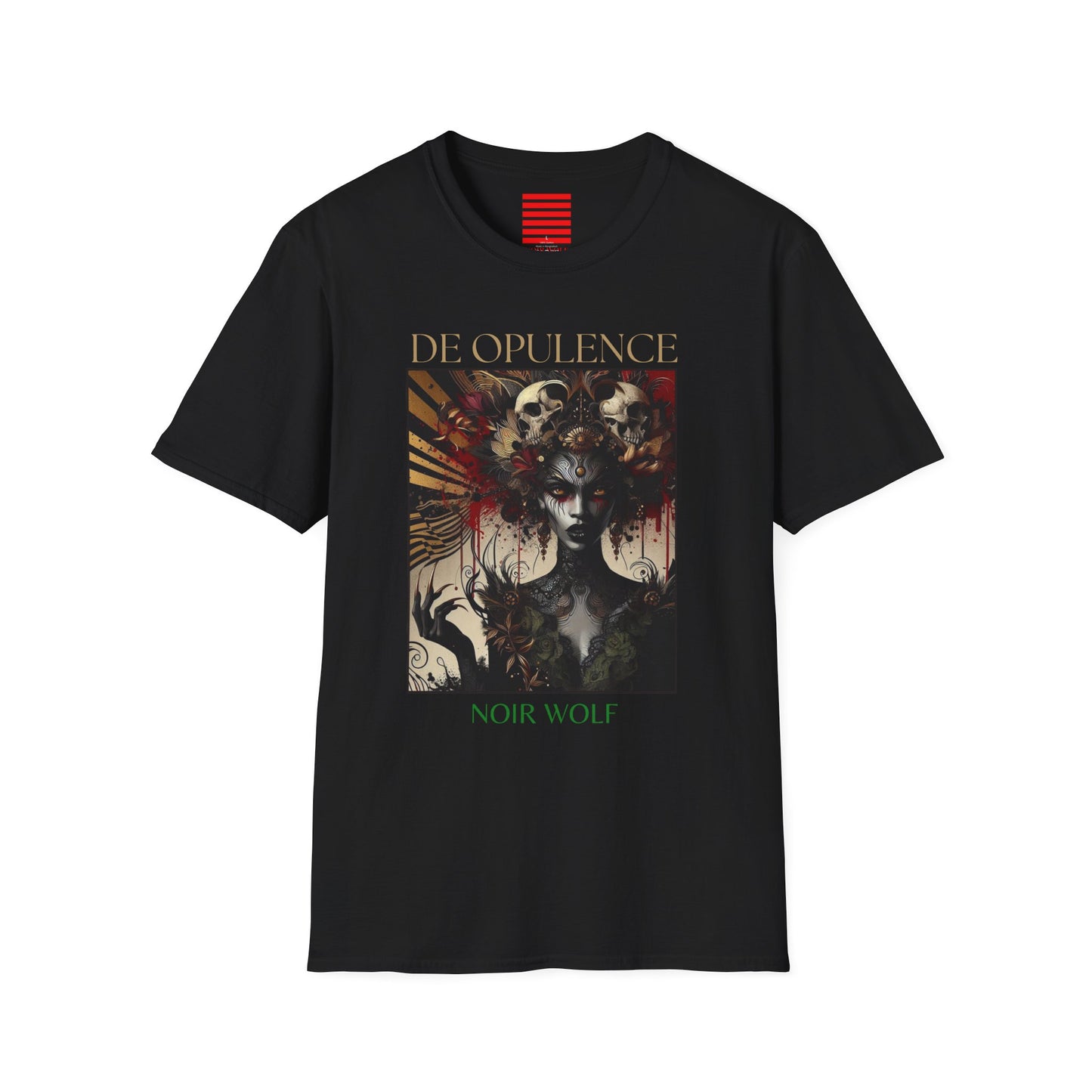 Unisex Softstyle T-Shirt - Noir Wolf & Dragon Design, Artistic Statement Tee
