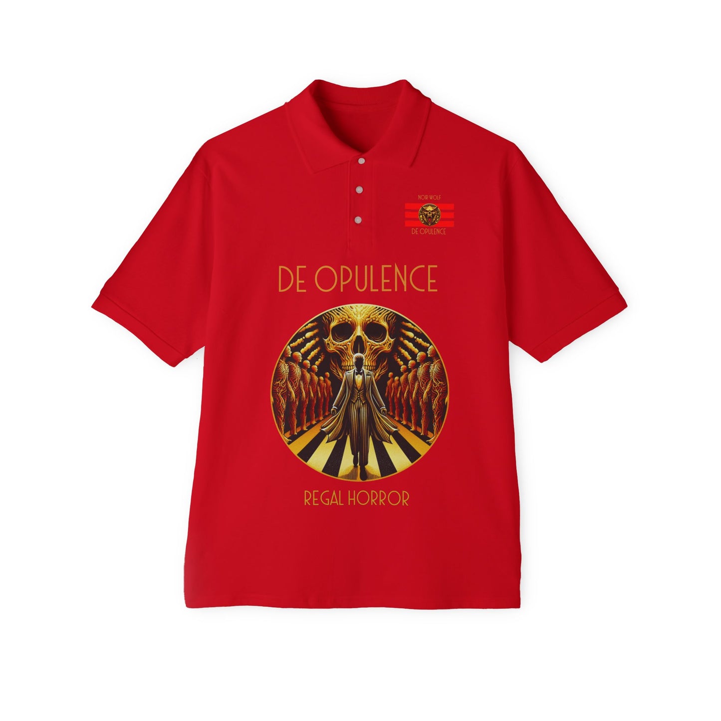 Men's Piqué Polo De Opulence by Noir Wolf the style of grace True Red