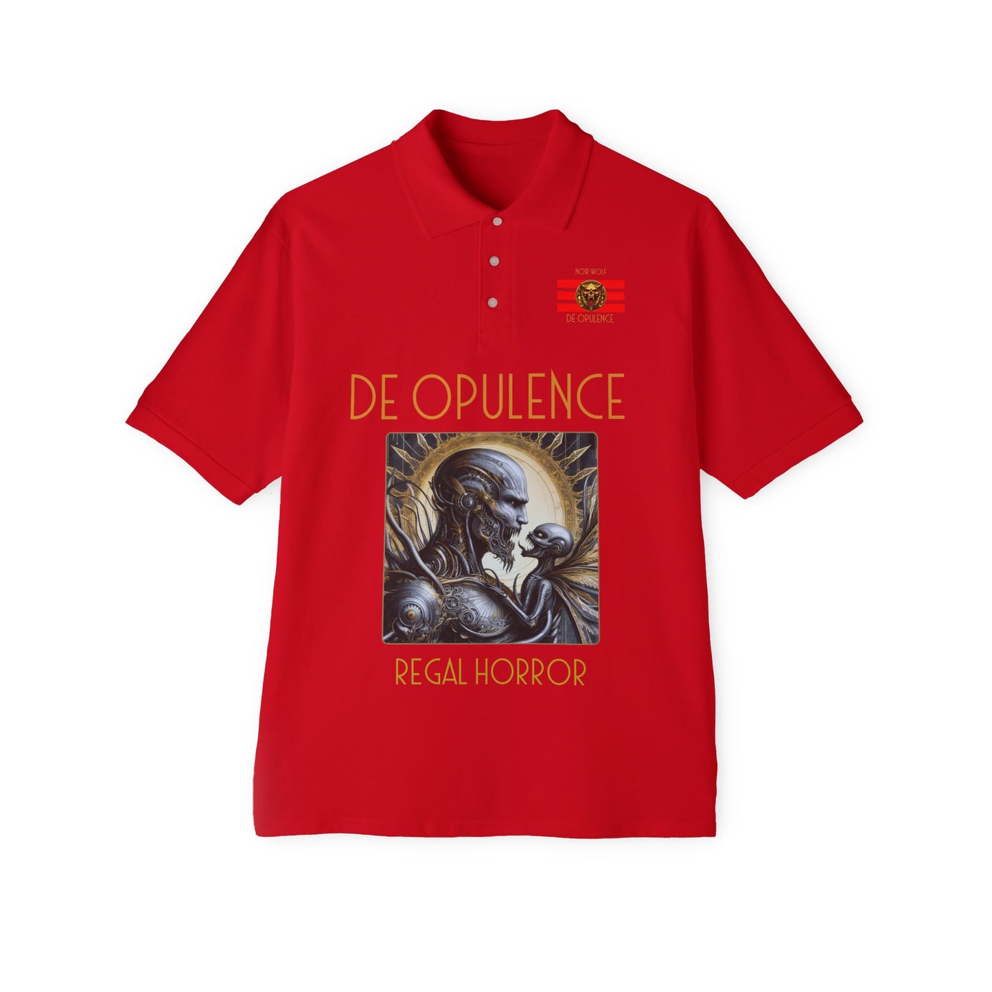 Men's Piqué Polo De Opulence by Noir Wolf the style of grace True Red