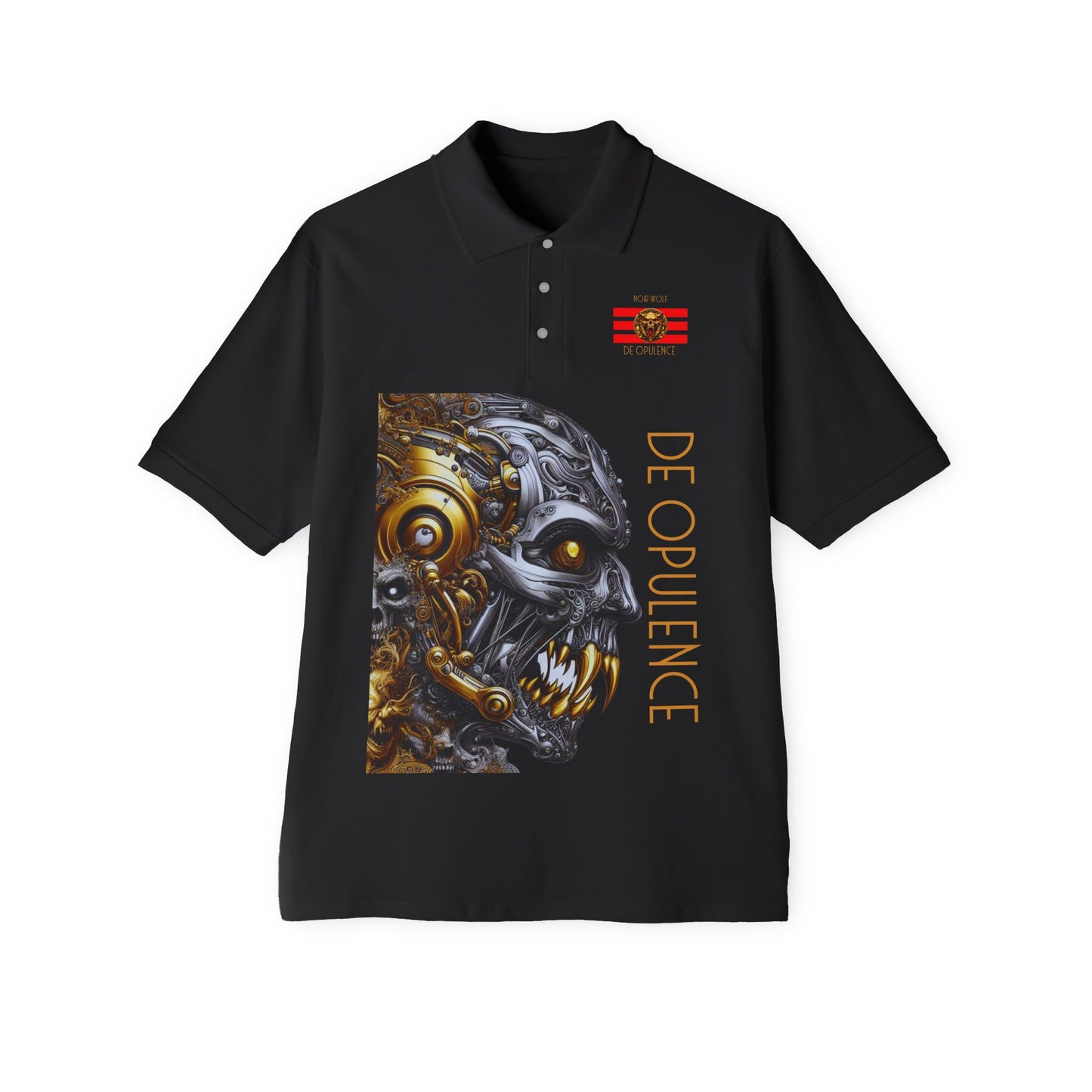 Men's Piqué Polo De Opulence by Noir Wolf the style of grace Black