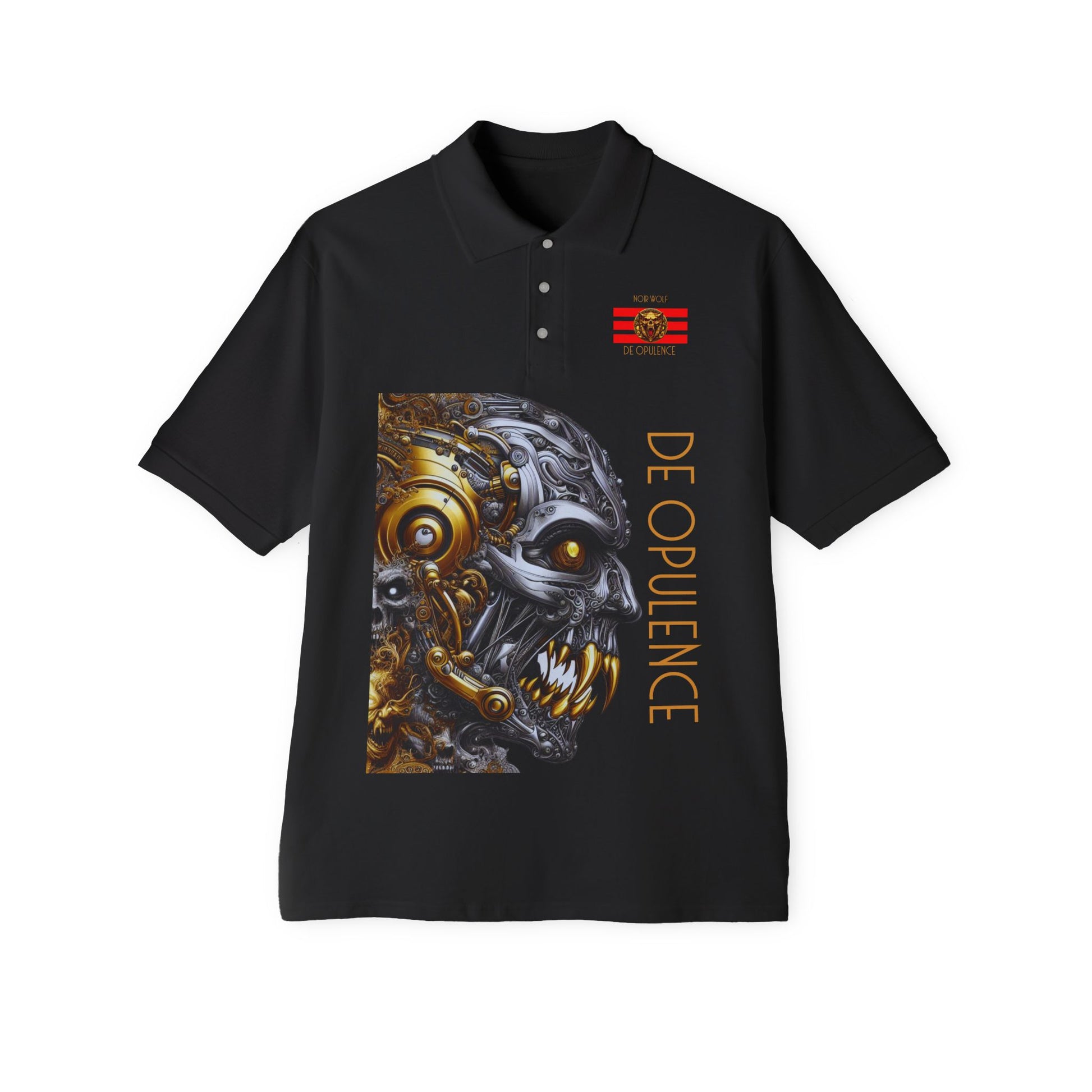 Men's Piqué Polo De Opulence by Noir Wolf the style of grace Black