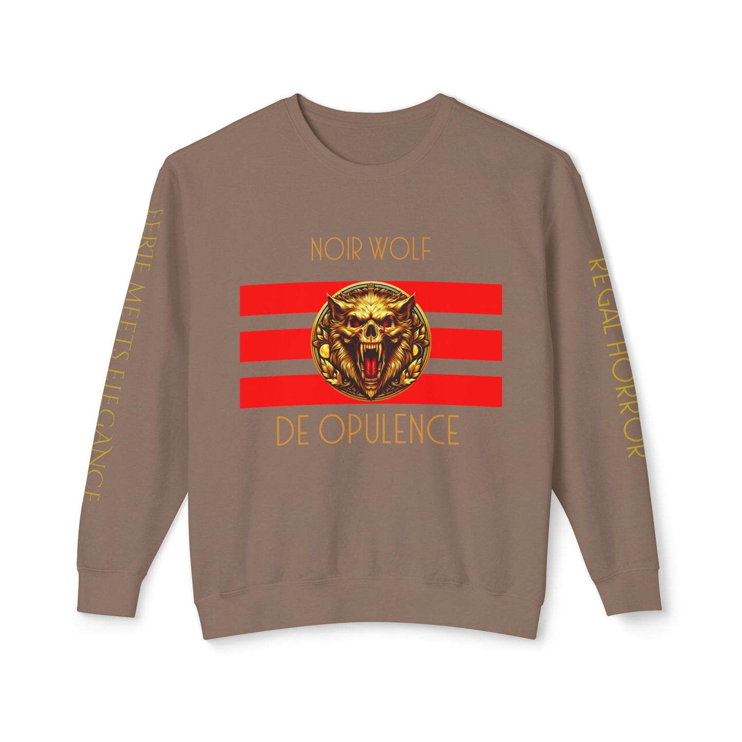Unisex Lightweight Crewneck Sweatshirt De Opulence by Noir Wolf Espresso